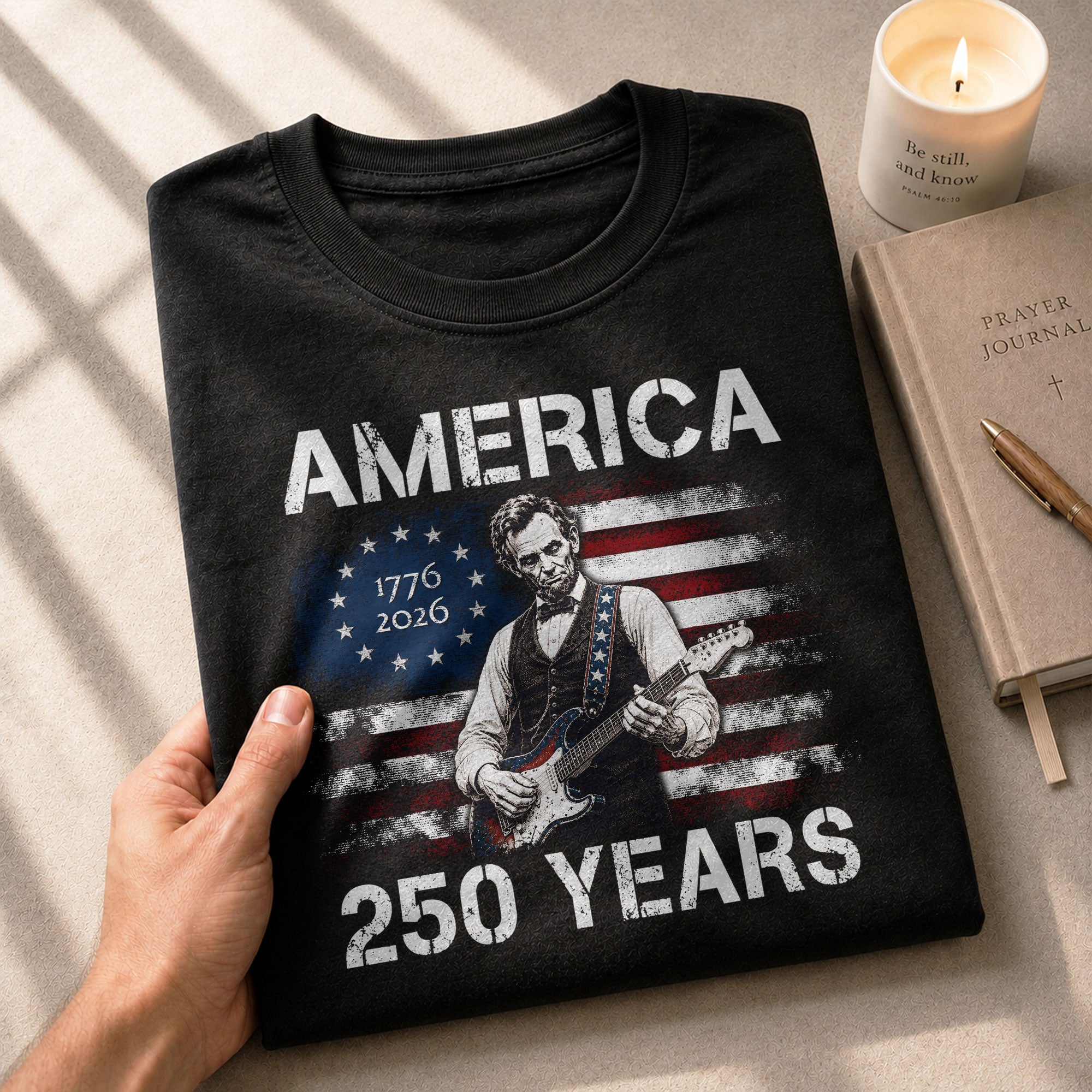 Vintage 1776 2026 Shirt Abraham Lincoln Playing Guitar US Flag Patriotic - Rust Field Wear