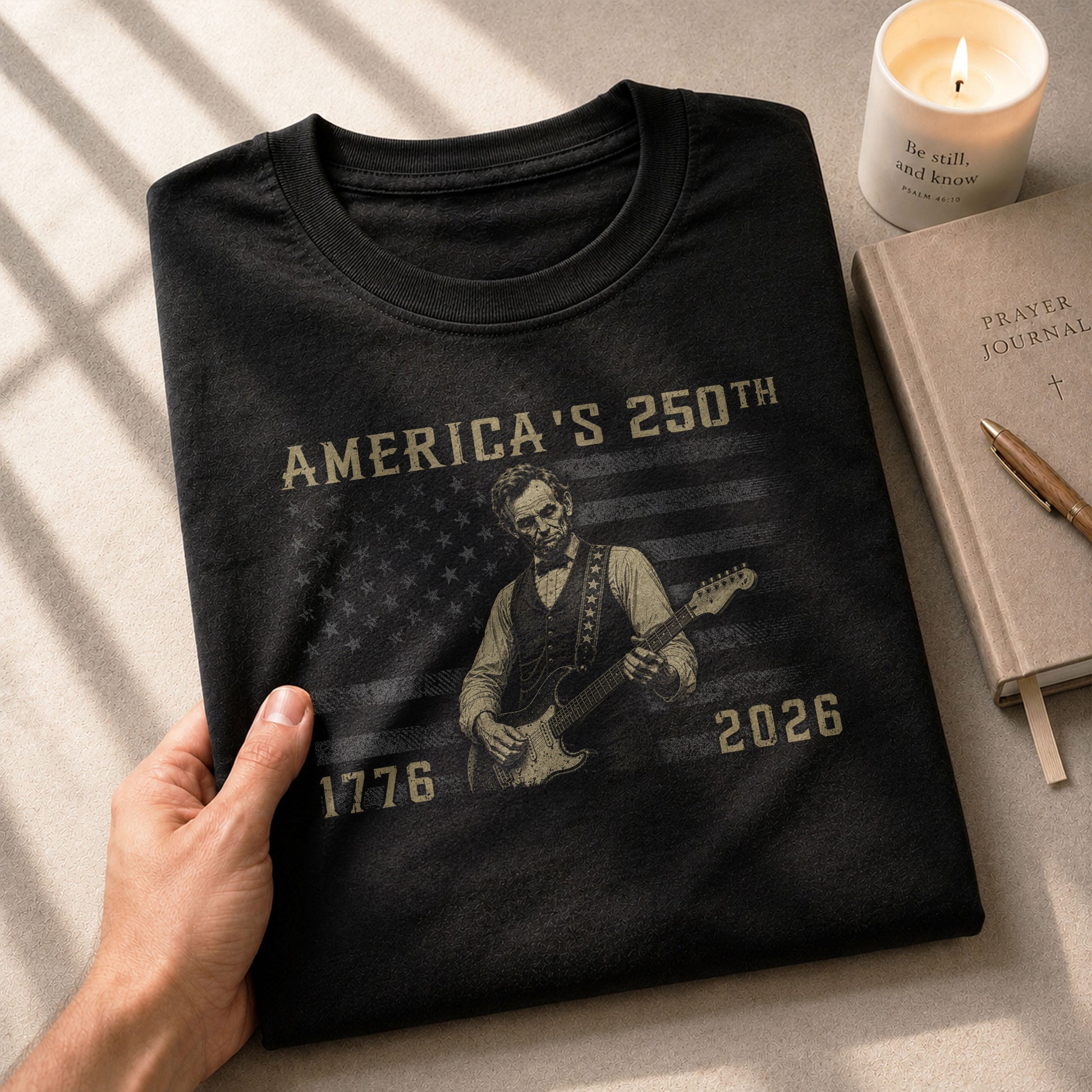 America’s 250th Anniversary Patriotic US Flag Shirt Vintage Abraham Lincoln Guitar Tee - Rust Field Wear