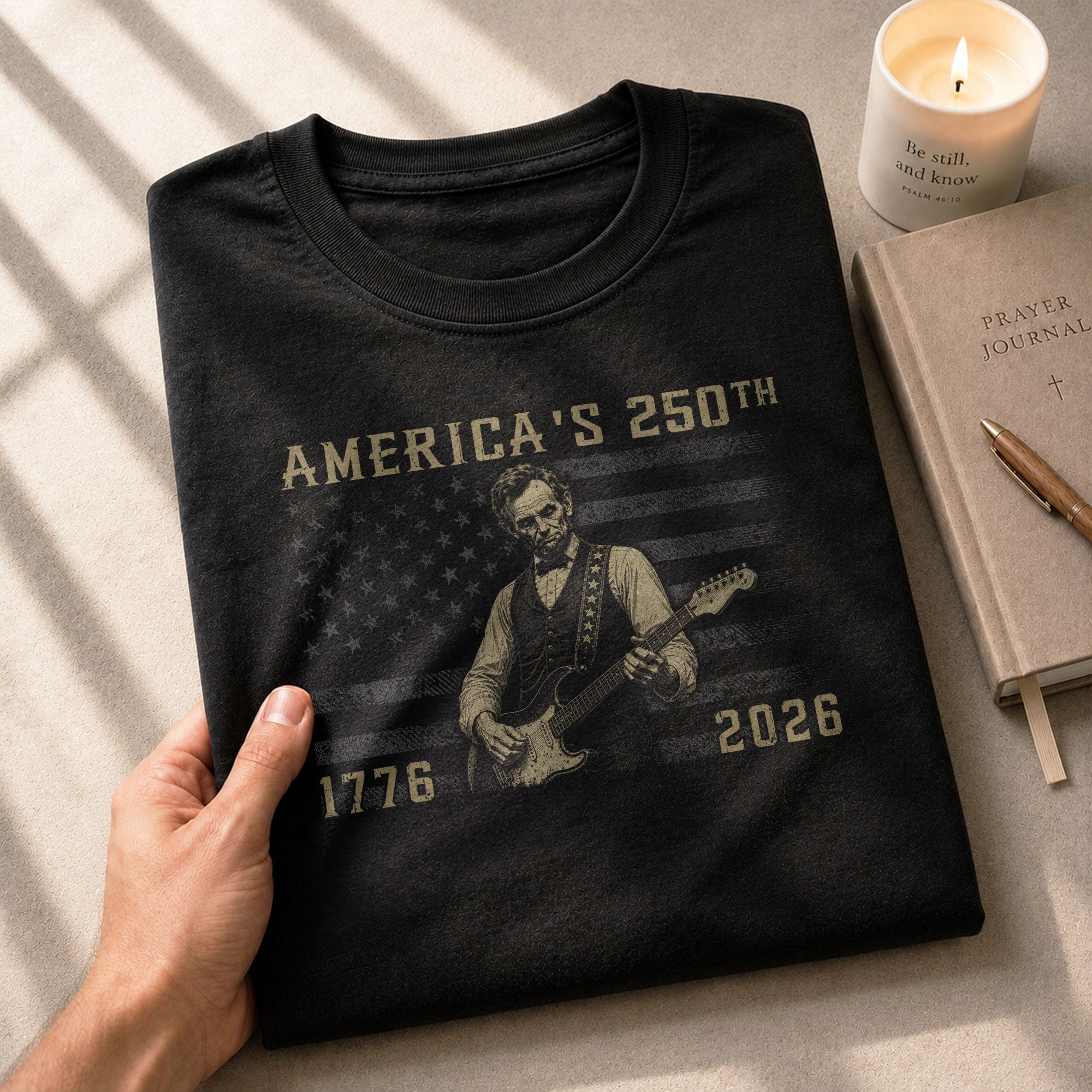 America’s 250th Anniversary Patriotic US Flag Shirt Vintage Abraham Lincoln Guitar Tee - Rust Field Wear