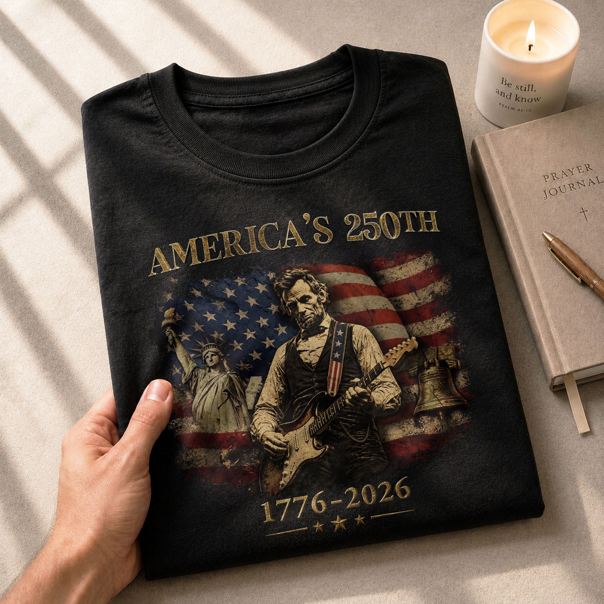 Liberty Bell Statue of Liberty Lincoln Guitar Shirt US Flag Patriotic 1776 2026 Tee - Rust Field Wear