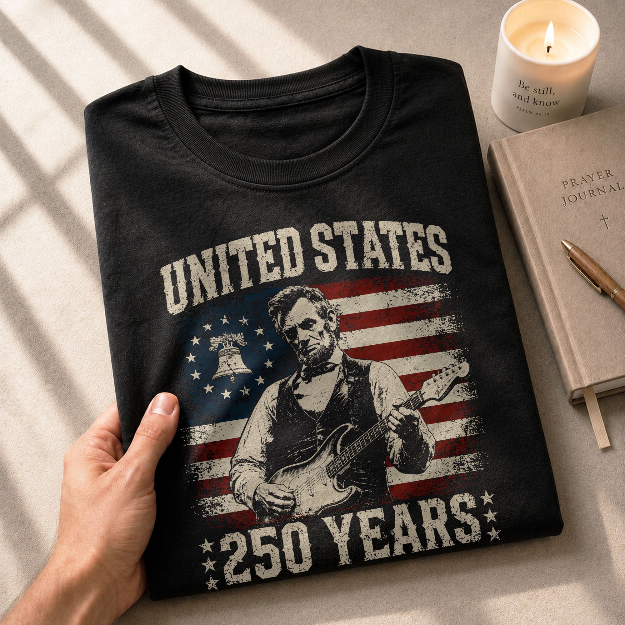 Liberty Bell Abraham Lincoln Guitar Shirt Vintage 1776 2026 US Flag Patriotic Men Tee - Rust Field Wear