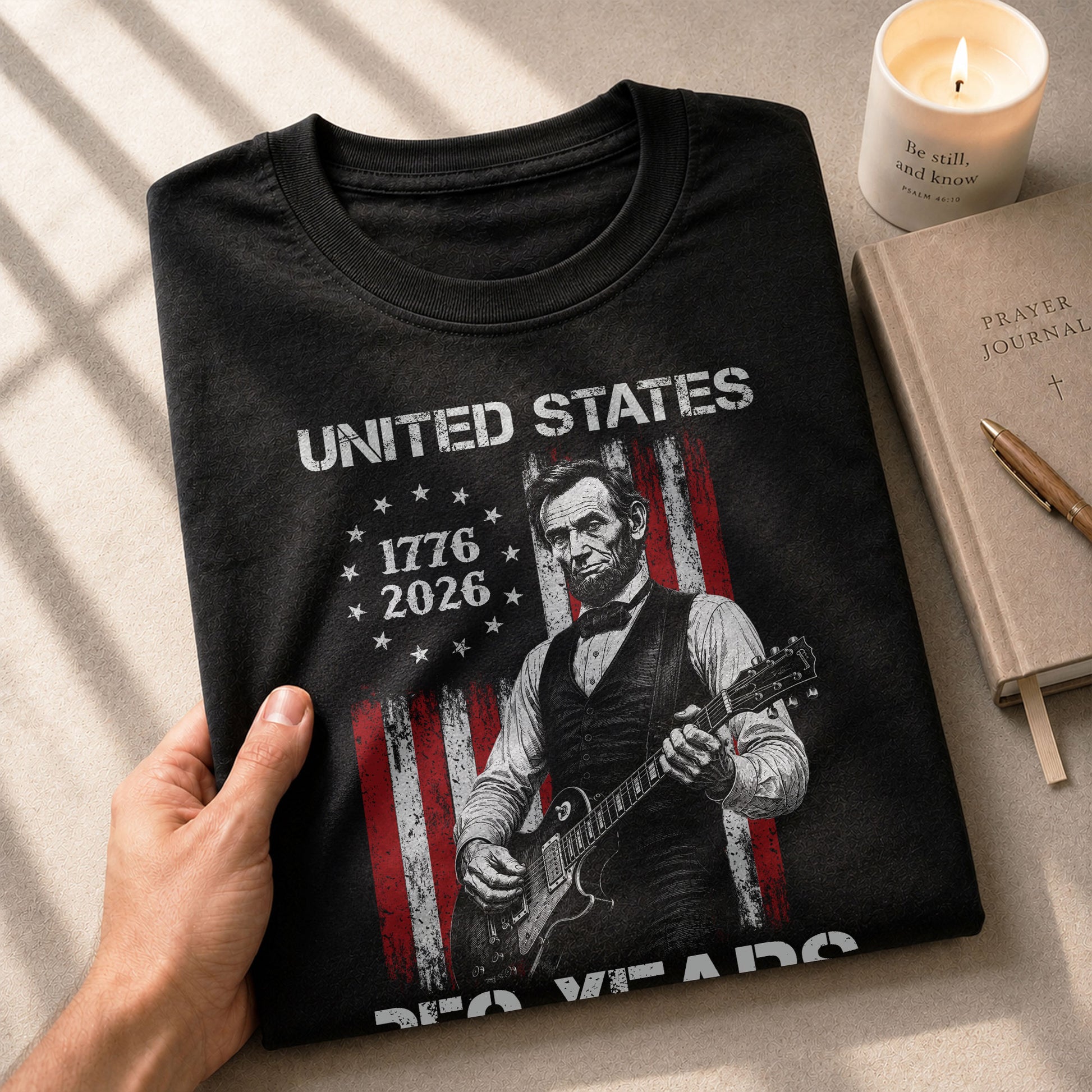 Betsy Ross Flag Lincoln Guitar Shirt Vintage 1776 2026 Patriotic US Flag 250 Years Tee - Rust Field Wear