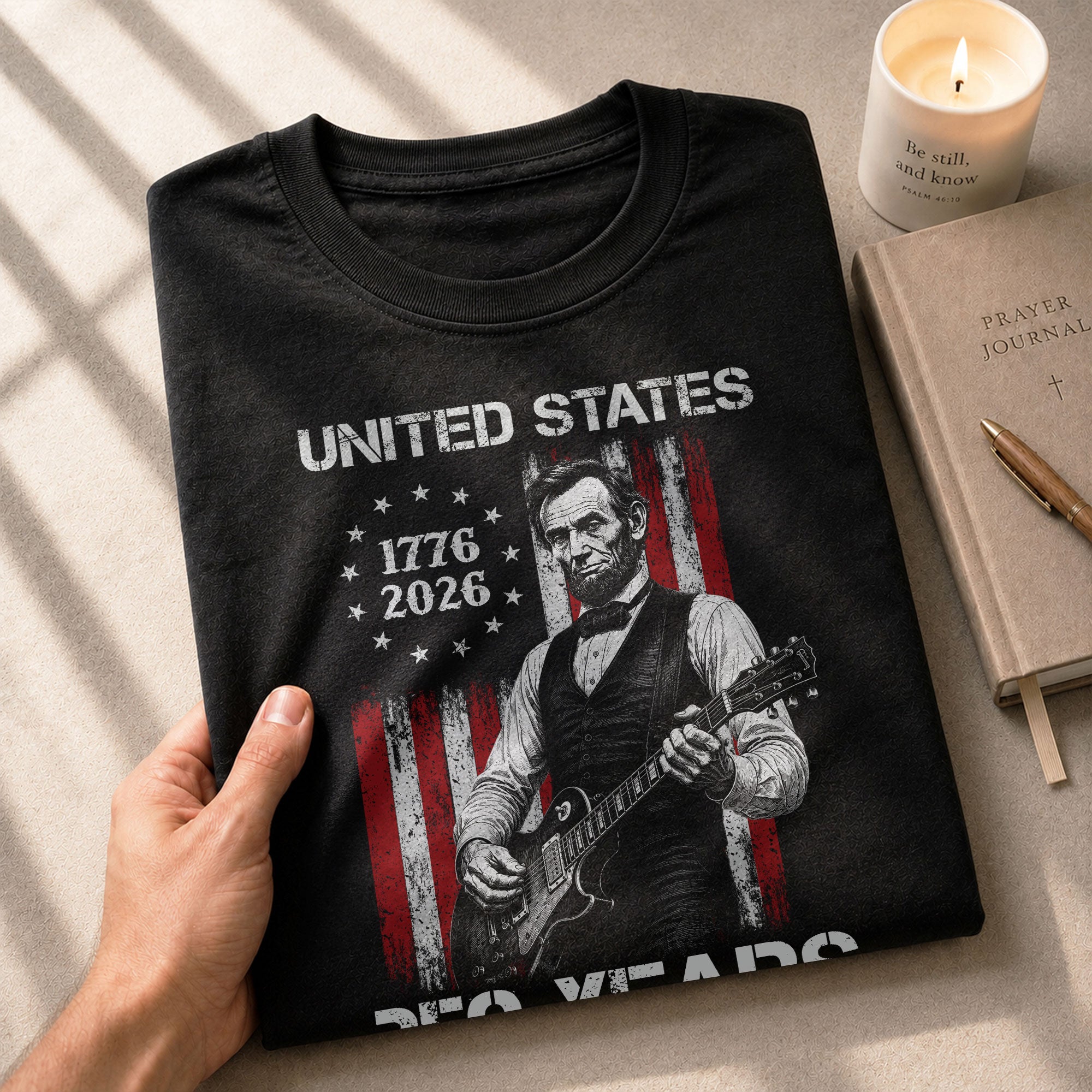 Betsy Ross Flag Lincoln Guitar Shirt Vintage 1776 2026 Patriotic US Flag 250 Years Tee - Rust Field Wear