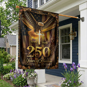 1776-2026 Christian Cross Eagle Statue of Liberty House Flag 250 Years Banner Decor