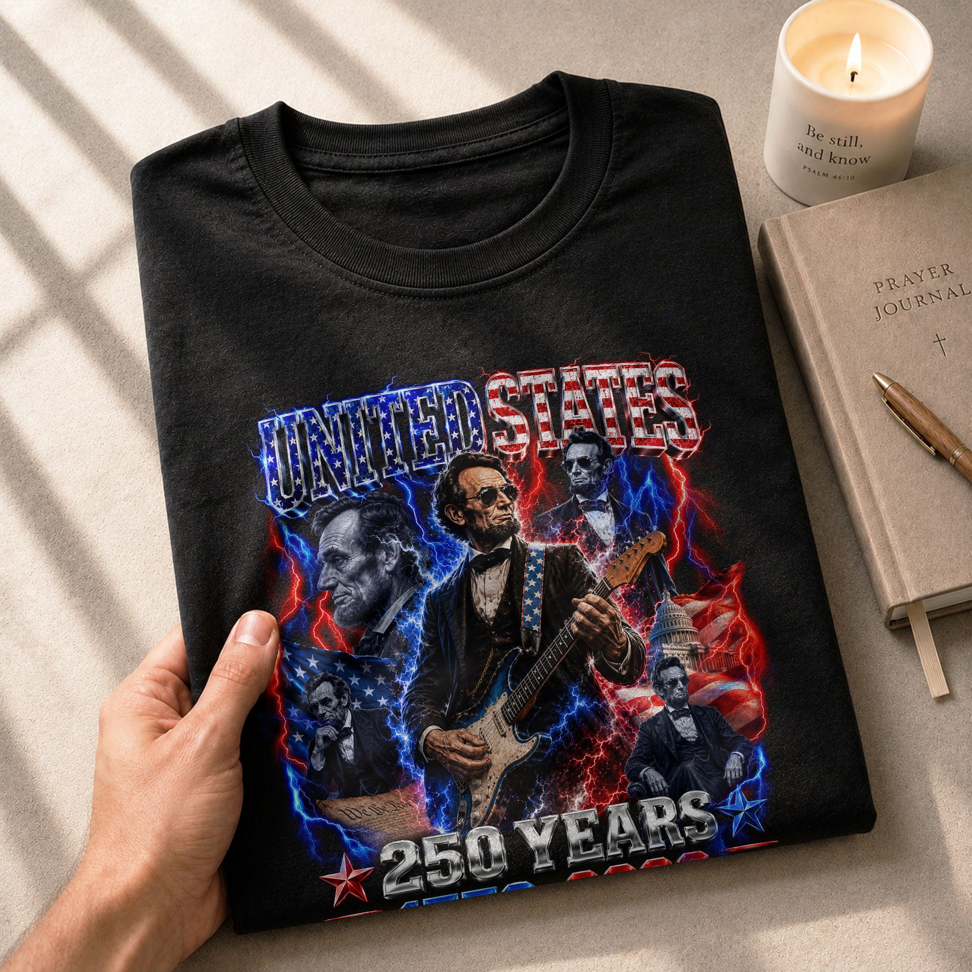 Abraham Lincoln Guitar Shirt Patriotic 1776 2026 American Pride Tee - Rust Field Wear
