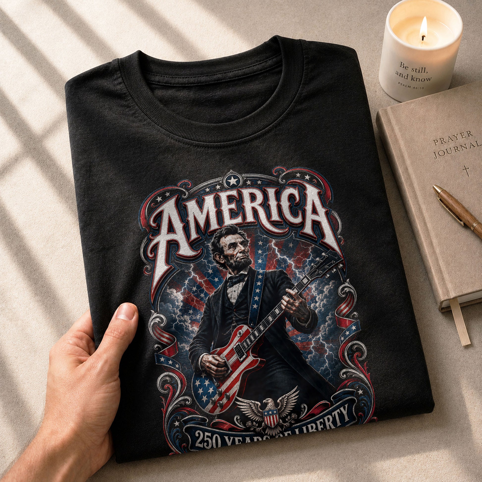 America 250 Years of Liberty Shirt Patriotic Guitar USA Vintage Freedom Tee - Rust Field Wear