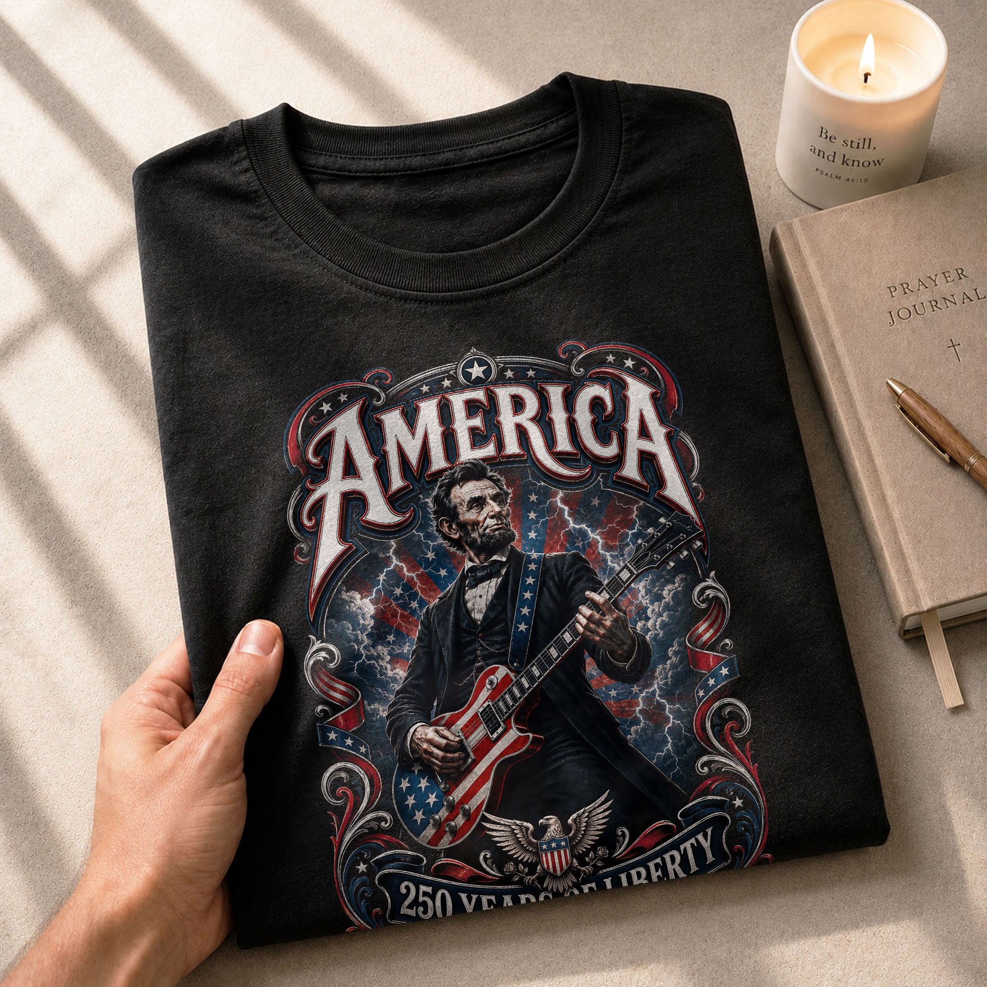 America 250 Years of Liberty Shirt Patriotic Guitar USA Vintage Freedom Tee - Rust Field Wear