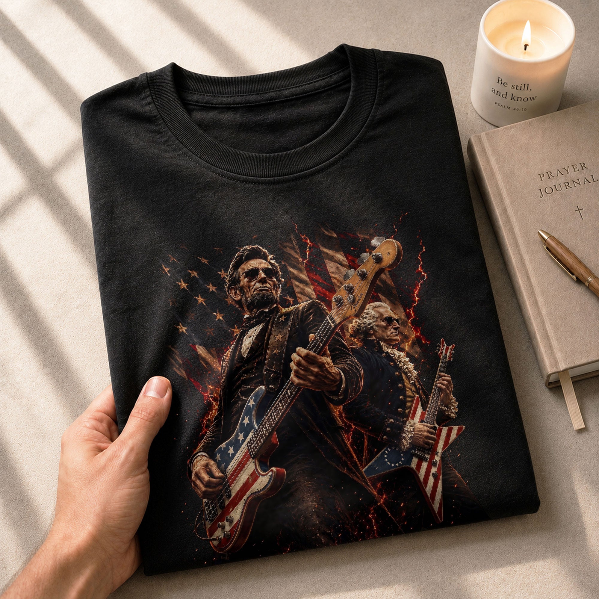 Patriotic Guitar Heroes Shirt 250 Years of Freedom Vintage American Rock Tee - Rust Field Wear
