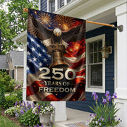 250 Years of Freedom House Flag American Eagle Patriotic Outdoor Decor USA