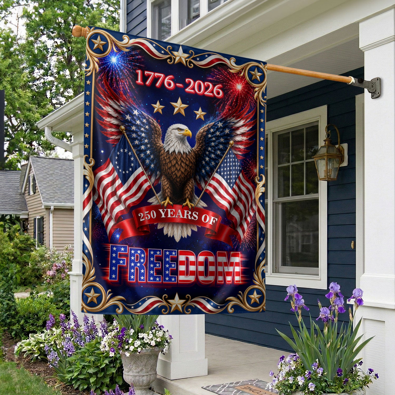 USA 250th Anniversary House Flag Bald Eagle Freedom Outdoor Decor