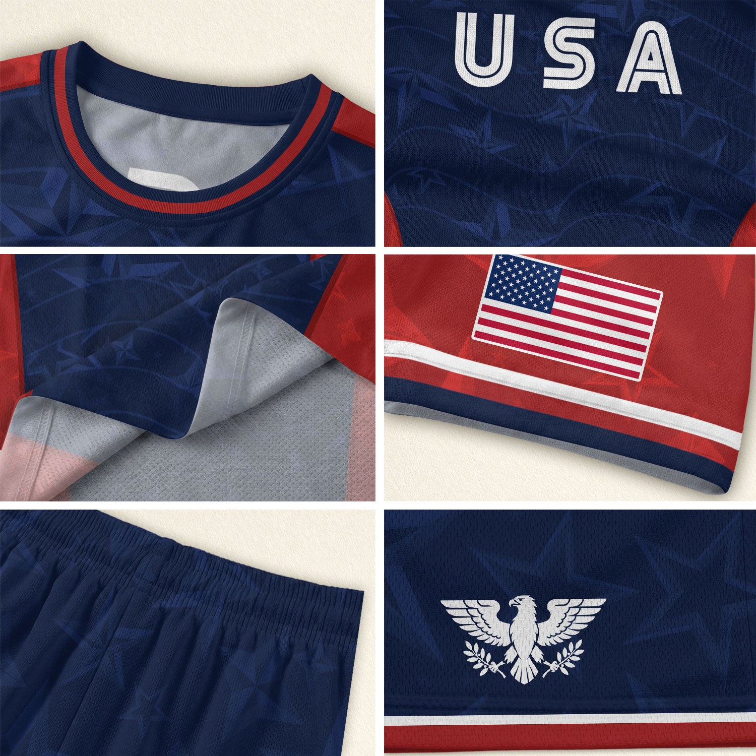 Navy Orange USA Soccer Jersey Men Patriotic Stars Stripes American Football Shirt Fan Gear