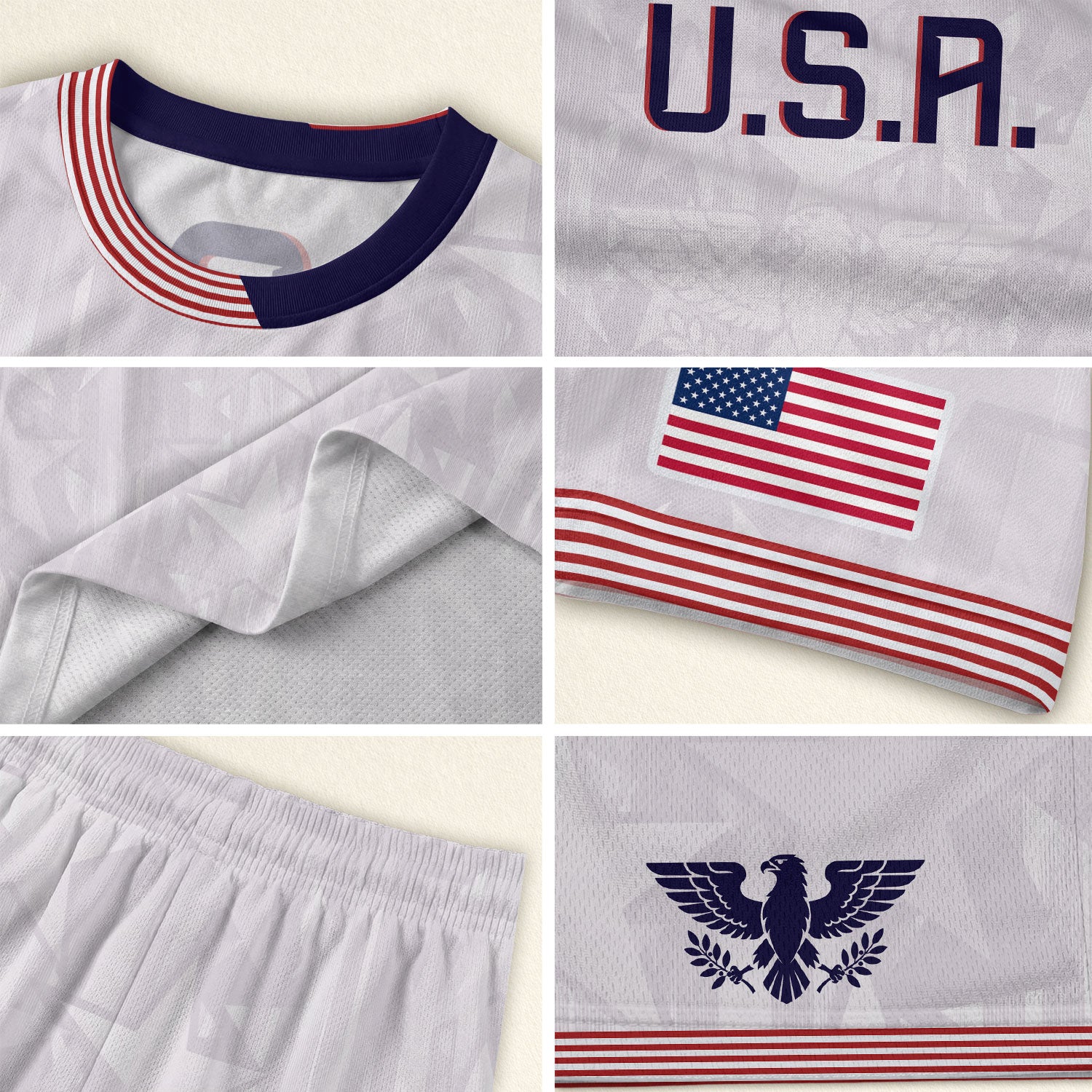 White USA Soccer Jersey Men Patriotic United States Football Shirt Team Sportswear Gift