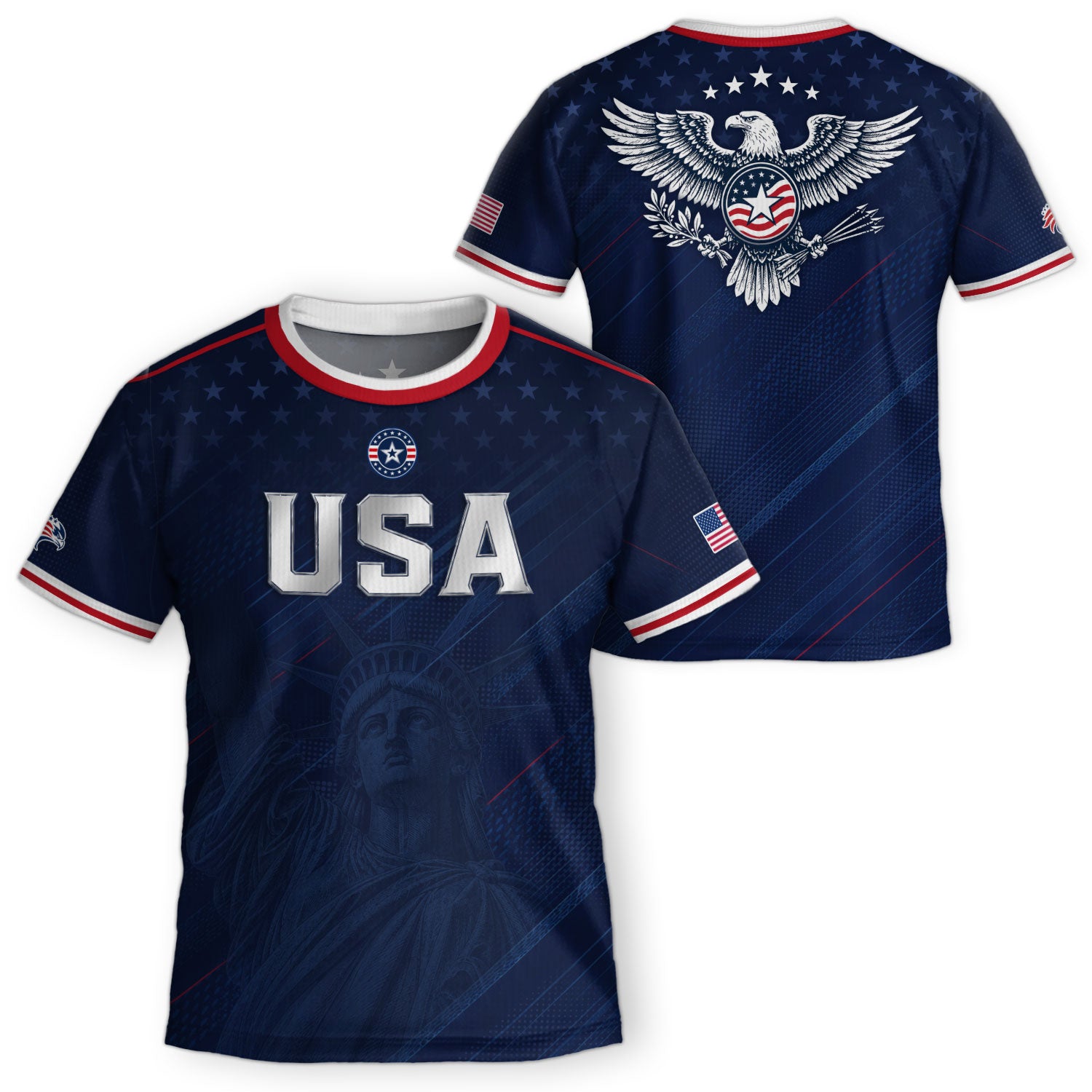 USA Kids Soccer Jersey Set Navy Blue Eagle Shield Youth Football Kit