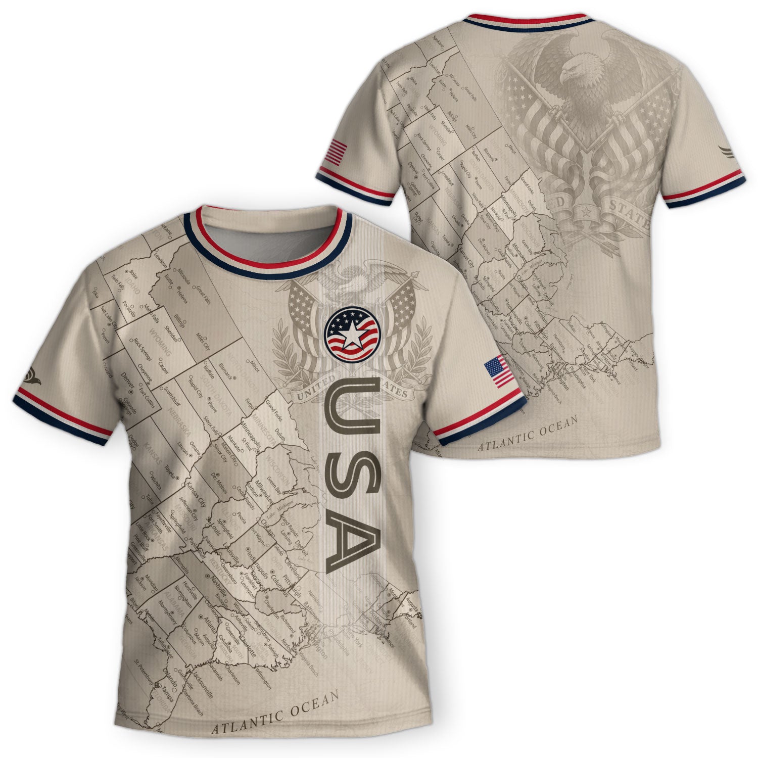 USA Kids Soccer Jersey Set Off White Map Graphic Youth Football Kit