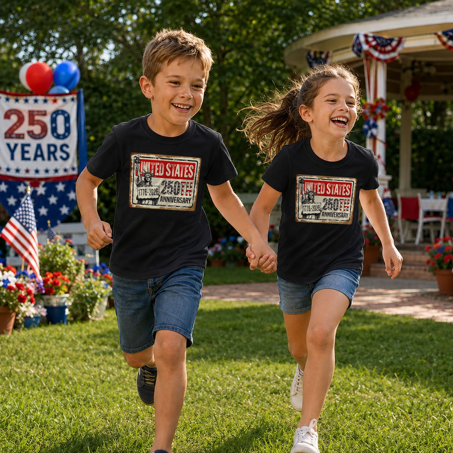 Kids United States 250th Anniversary T-Shirt 1776–2026 Patriotic Freedom Youth Tee