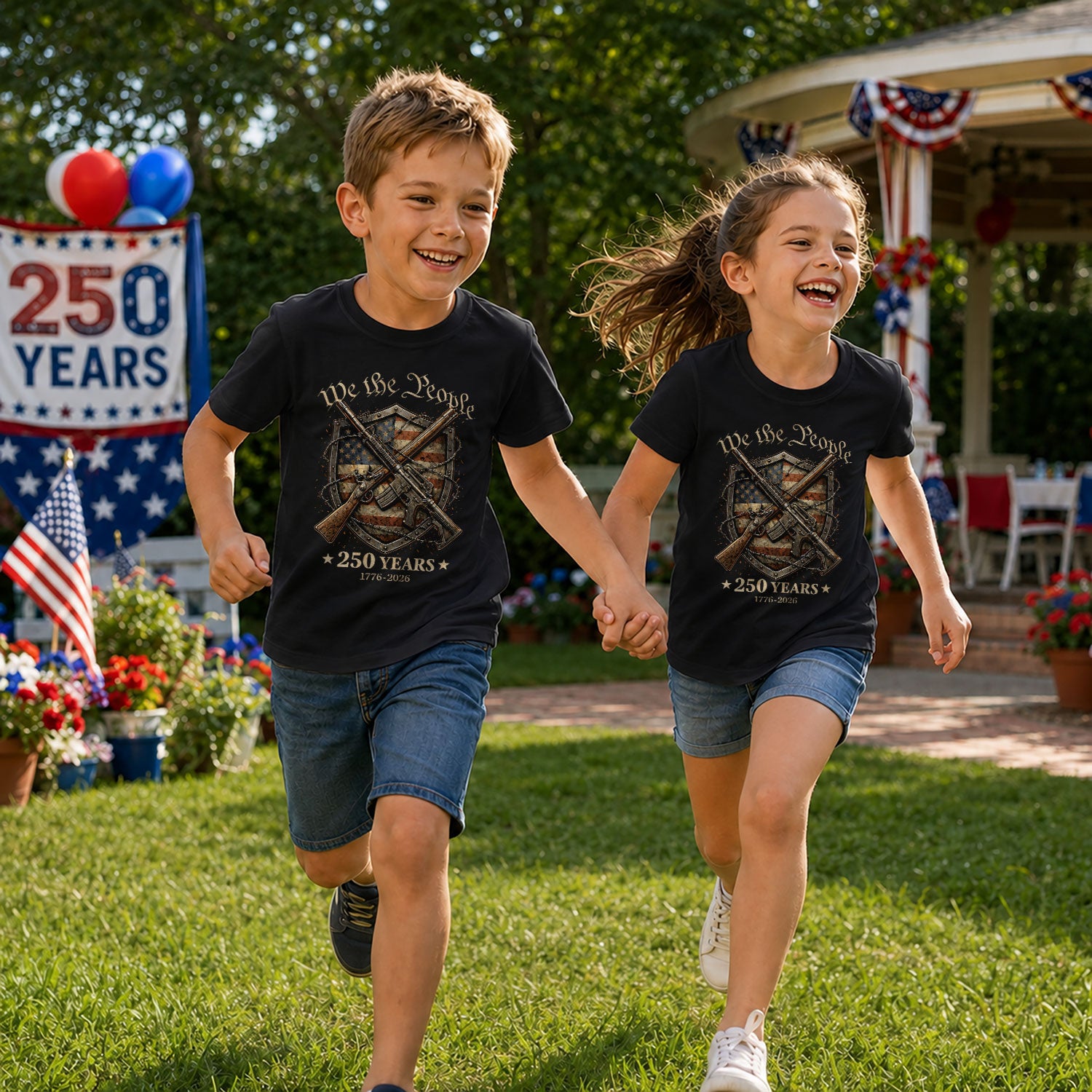 We The People 250 Years Kids T-Shirt 1776–2026 Patriotic USA Freedom Youth Tee