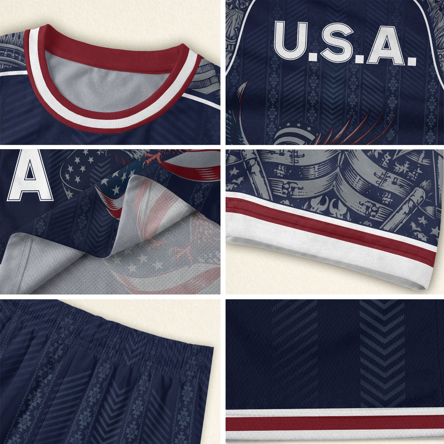 Navy Blue USA Soccer Jersey Bald Eagle Football Shirt Patriotic American Flag Sports Fan Apparel for Men