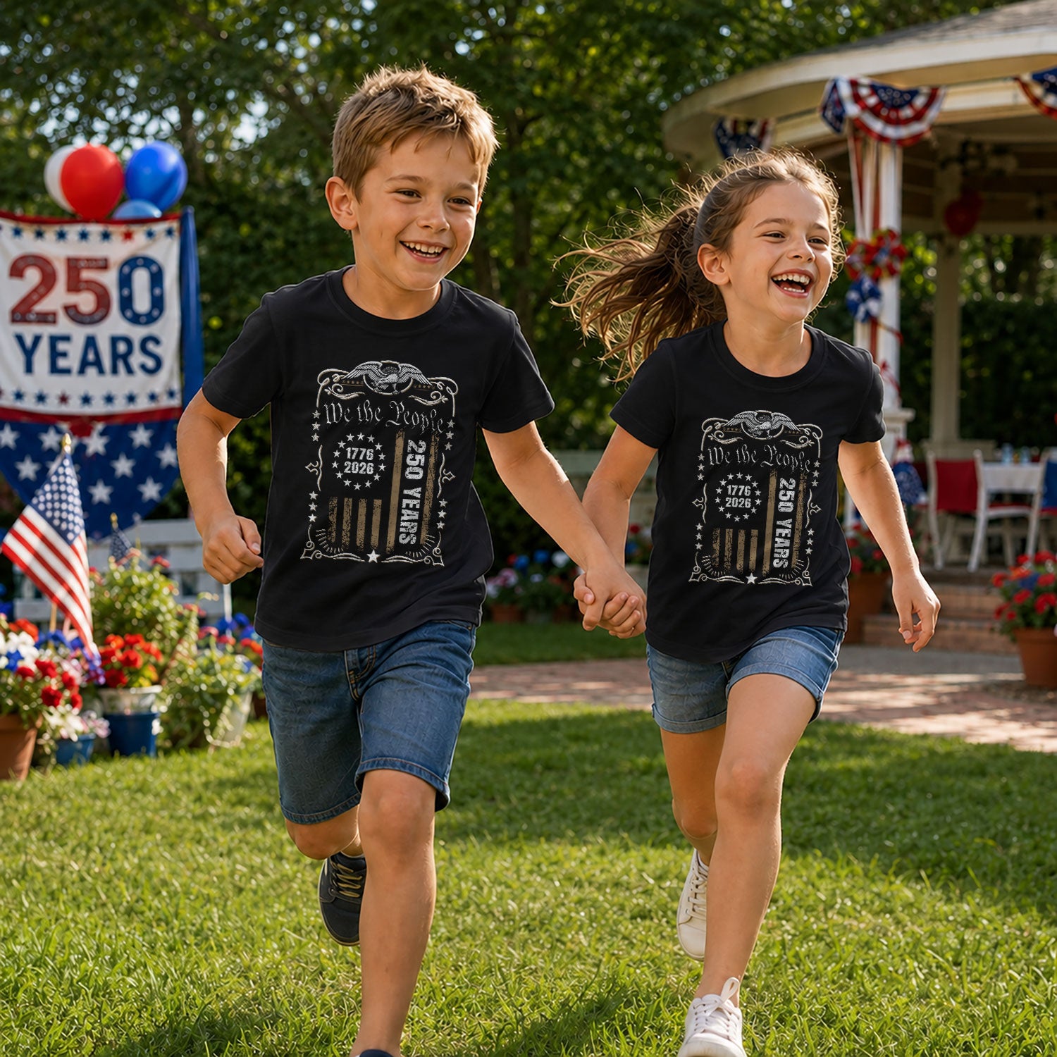 250 Years Kids T-Shirt We The People Patriotic Betsy Ross Flag 1776-2026 Youth Tee Shirt
