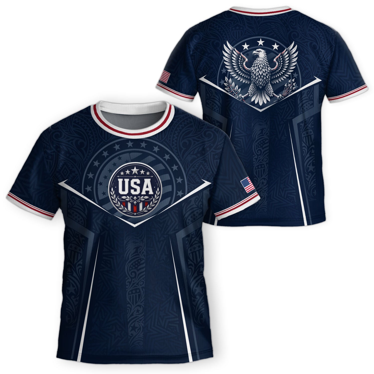 USA Kids Soccer Jersey Set Navy Blue Eagle Shield Youth Sports Kit