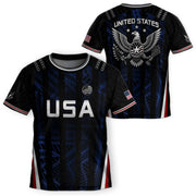USA Kids Soccer Jersey Set Black Navy Eagle Crest Youth Football Kit - Rust Field Wear