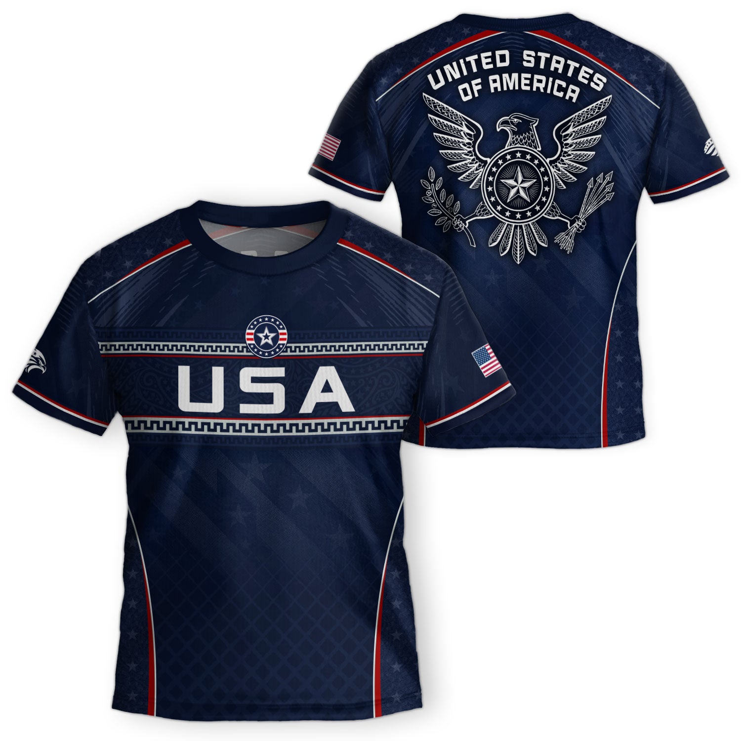 USA Kids Soccer Jersey Set Navy Blue Chest Stripe Youth Football Kit