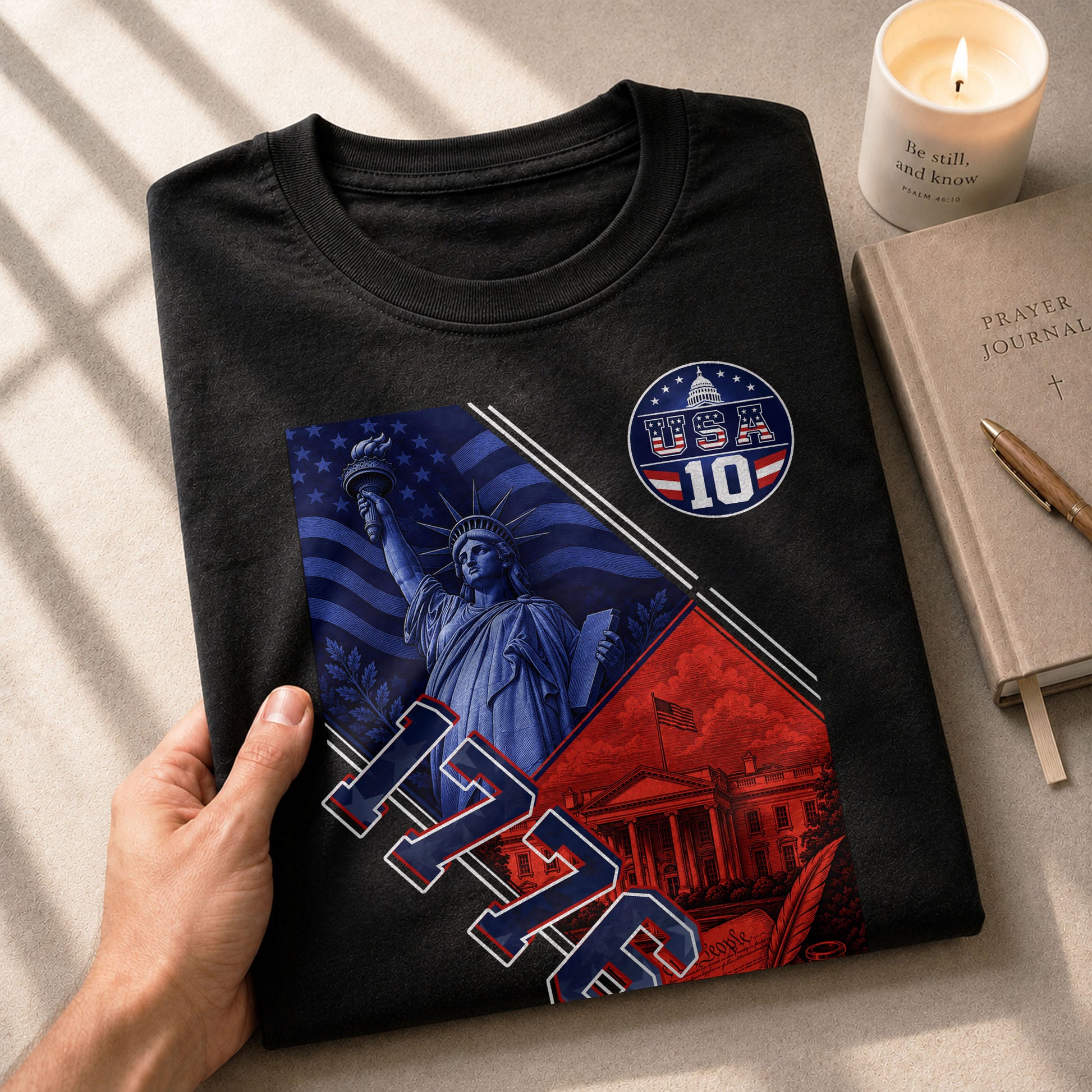 USA 1776 Sport Graphic Tee Patriotic Number 10 Statue Of Liberty Heritage Style Shirt - Rust Field Wear