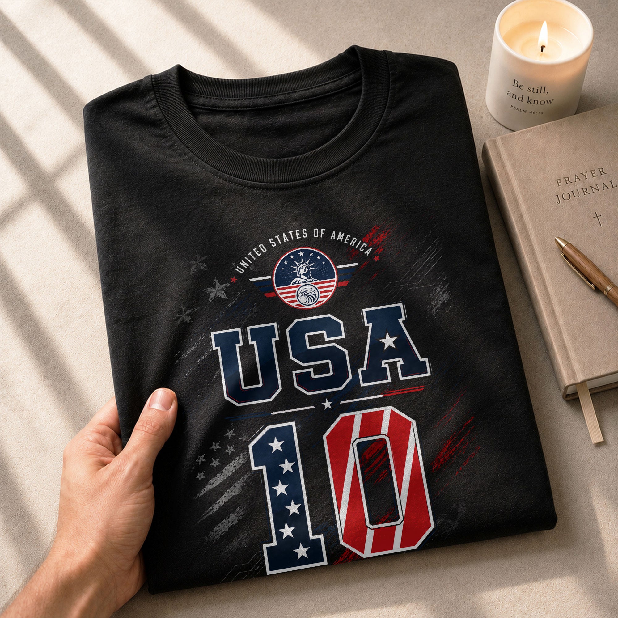 USA 1776 Sport Shirt Patriotic Number 10 Design American Heritage Graphic Tee Top - Rust Field Wear