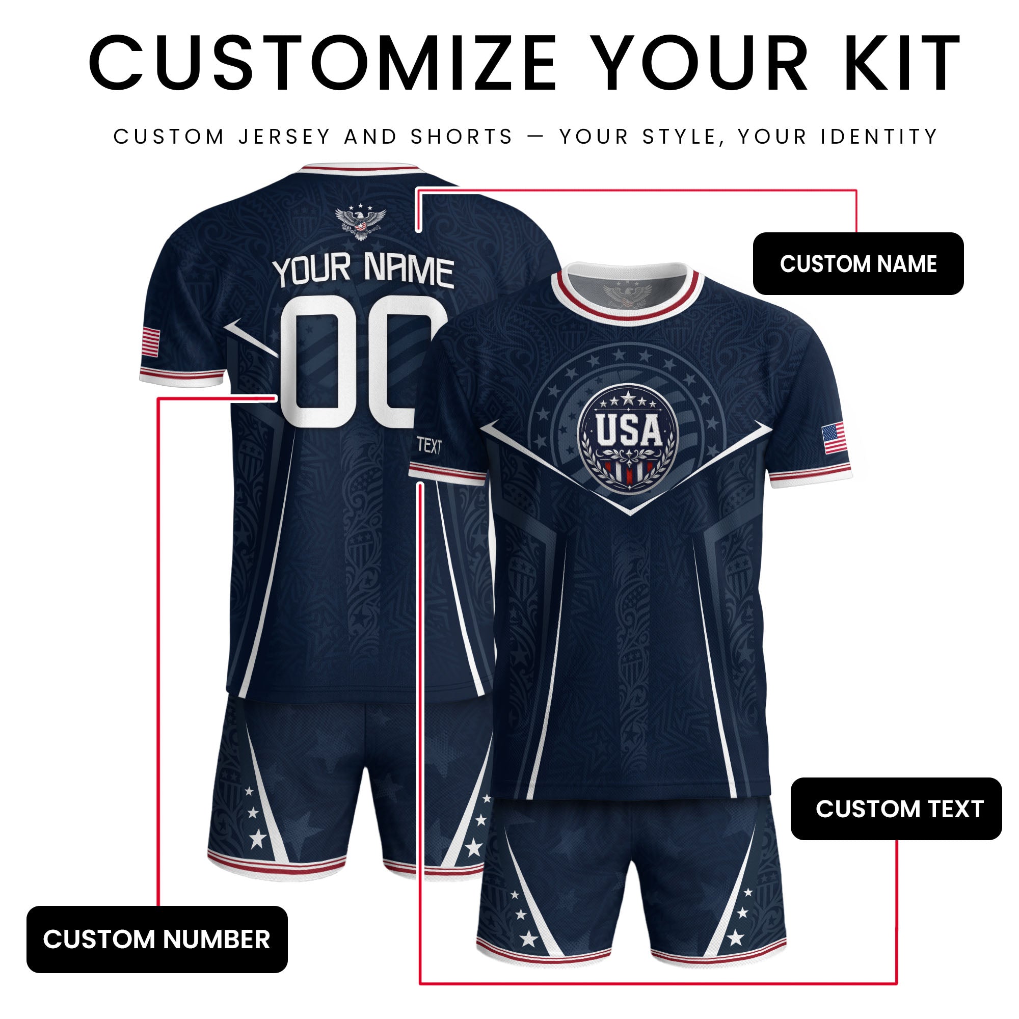 USA Soccer Jersey Custom Name Number Vintage Map Patriotic Cream Football Team Shirt