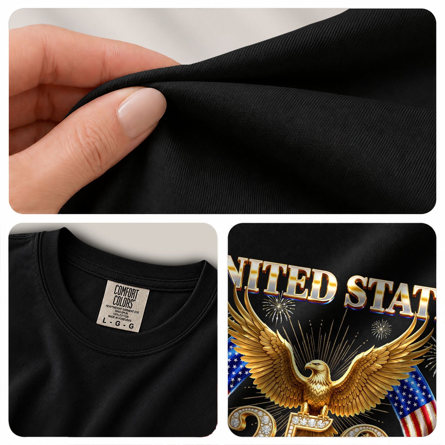Golden Eagle Holiday Graphic Tee Customized Custom Family Name United States Group Shirts - Rust Field Wear