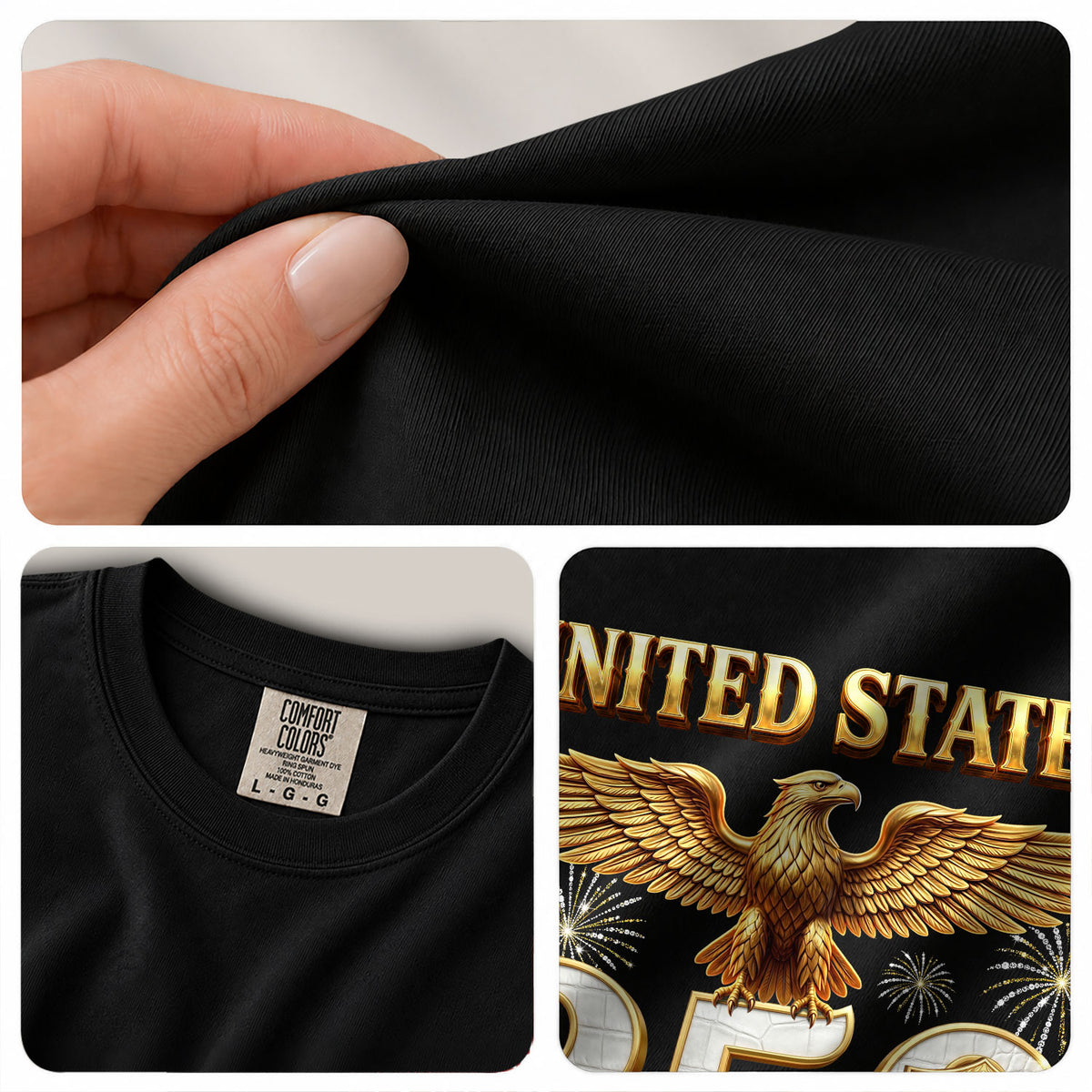 Majestic Eagle Fireworks Holiday Graphic Tee Customized Custom Family Name United States Shirts - Rust Field Wear