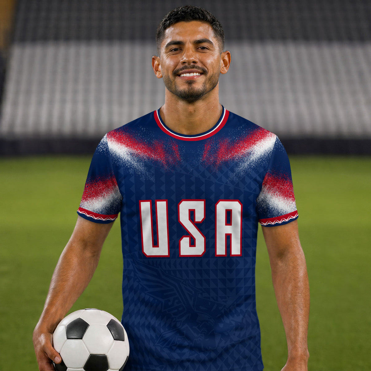 USA Soccer Jersey Men Patriotic Eagle Graphic Tee American Pride Football Shirt - Rust Field Wear