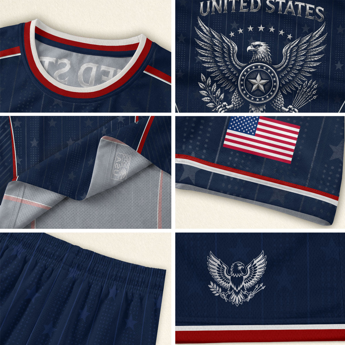 USA Soccer Jersey Adult Navy Blue Patriotic Pinstripe Shirt United States Team Tee - Rust Field Wear