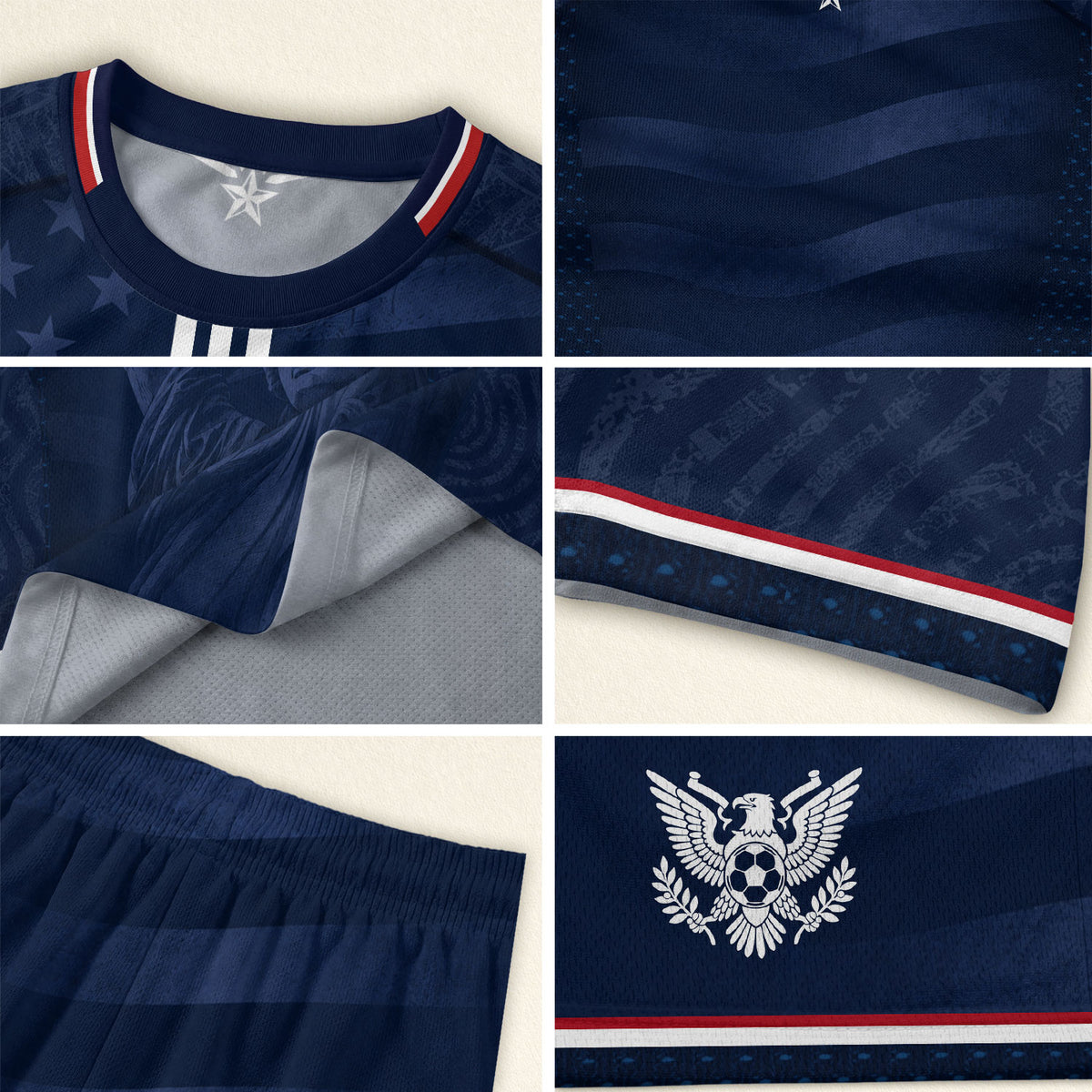 Adult USA Soccer Jersey Navy Patriotic Statue of Liberty Artistic Graphic Football Tee upsale - Rust Field Wear