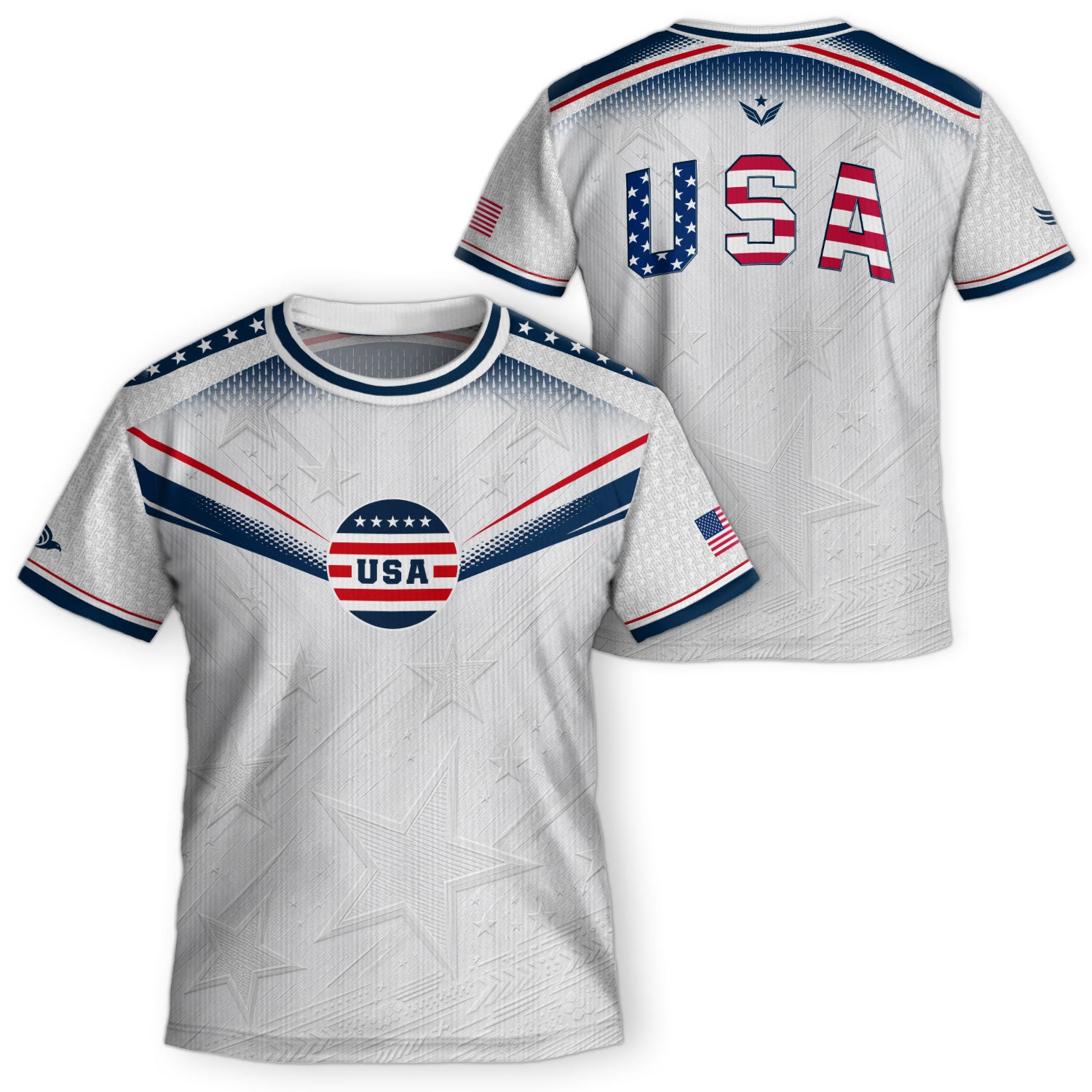 Kids USA Soccer Jersey Youth Patriotic White Chevron Emblem Star United States Sport Tee