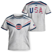 Kids USA Soccer Jersey Youth Patriotic White Chevron Emblem Star United States Sport Tee - Rust Field Wear