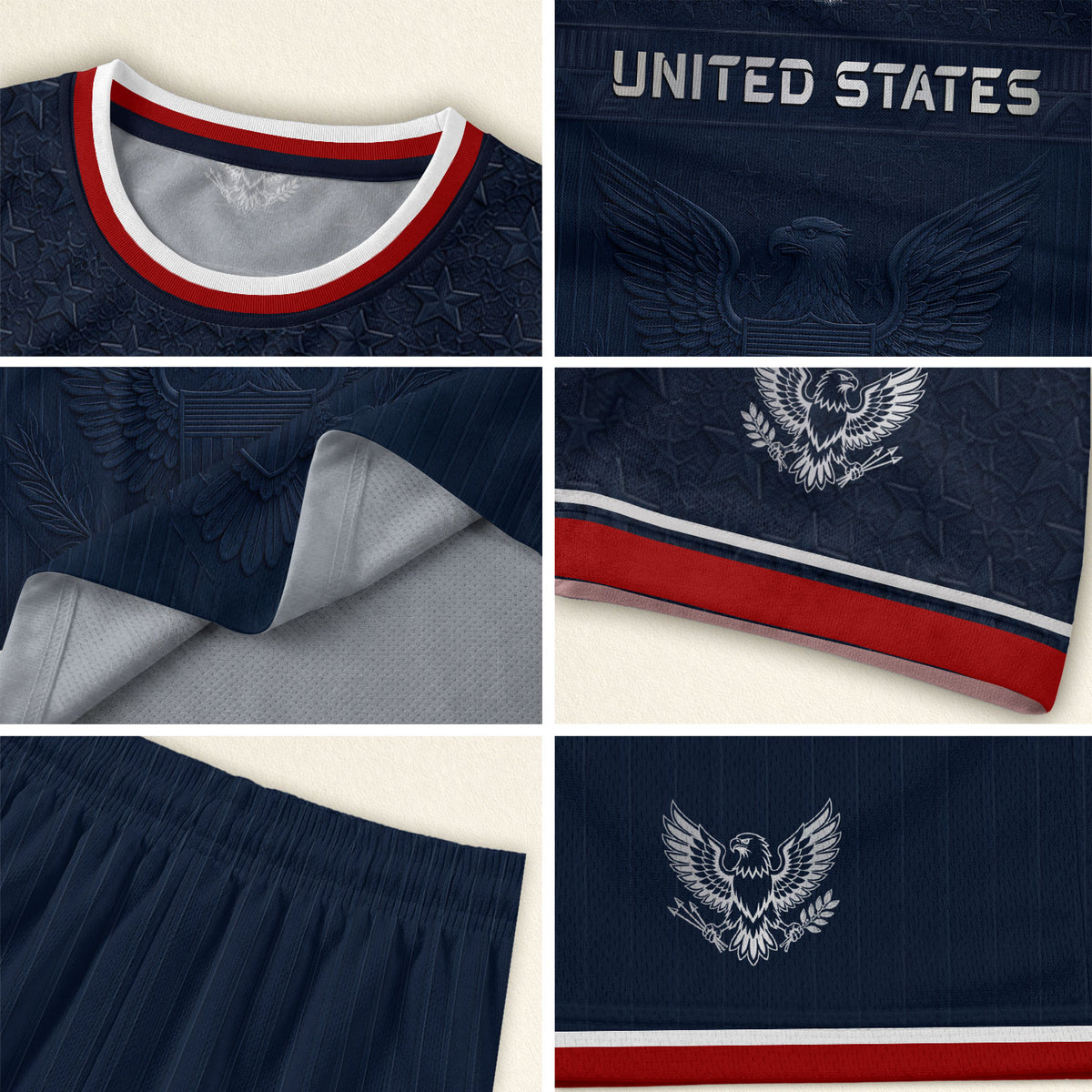 Blue Adult Soccer Jersey Classic Style - Patriotic Eagle Graphic Team Training Shirt - Rust Field Wear