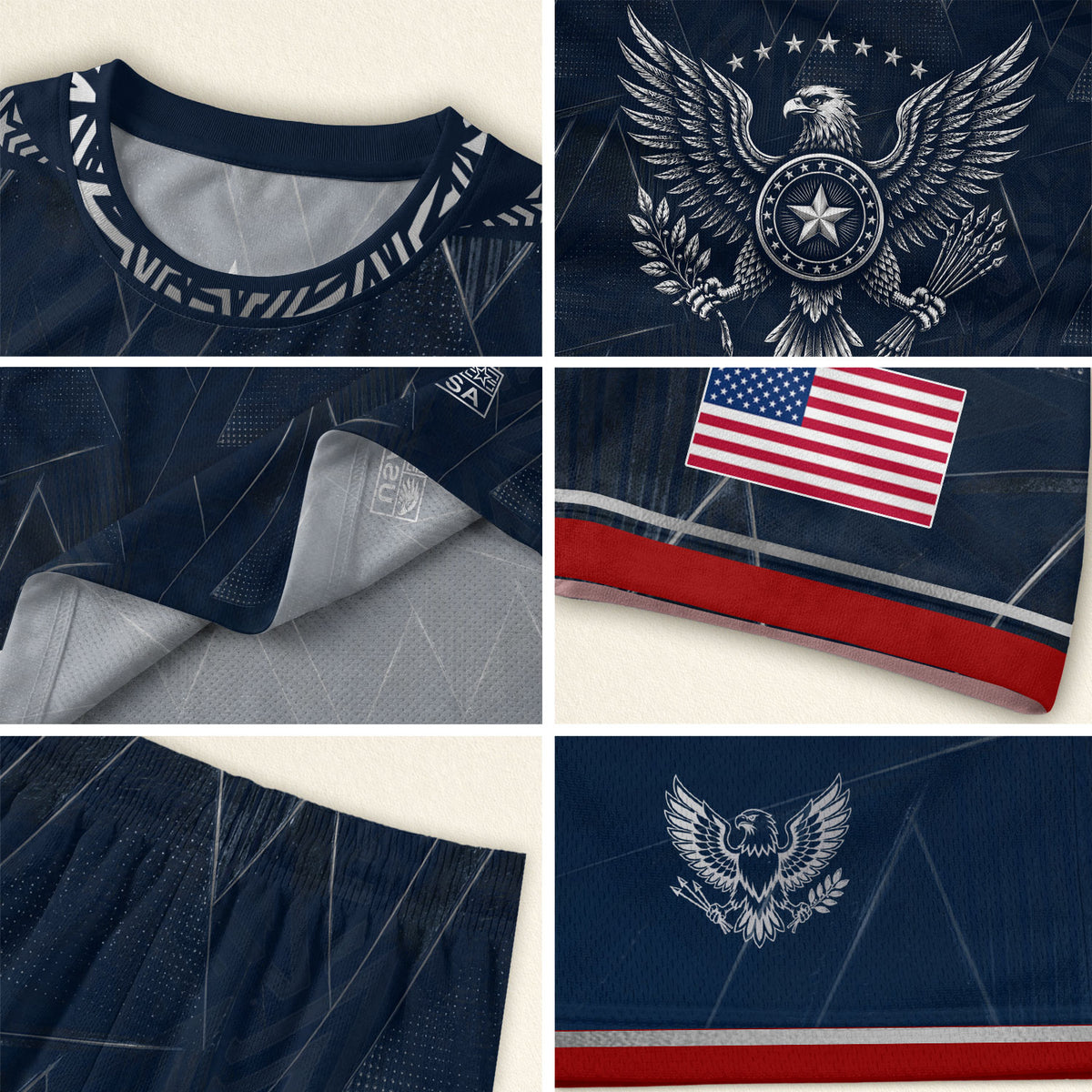 Adult Soccer Jersey Blue Patriotic Design - Bold Eagle Graphic Sport Training Shirt - Rust Field Wear