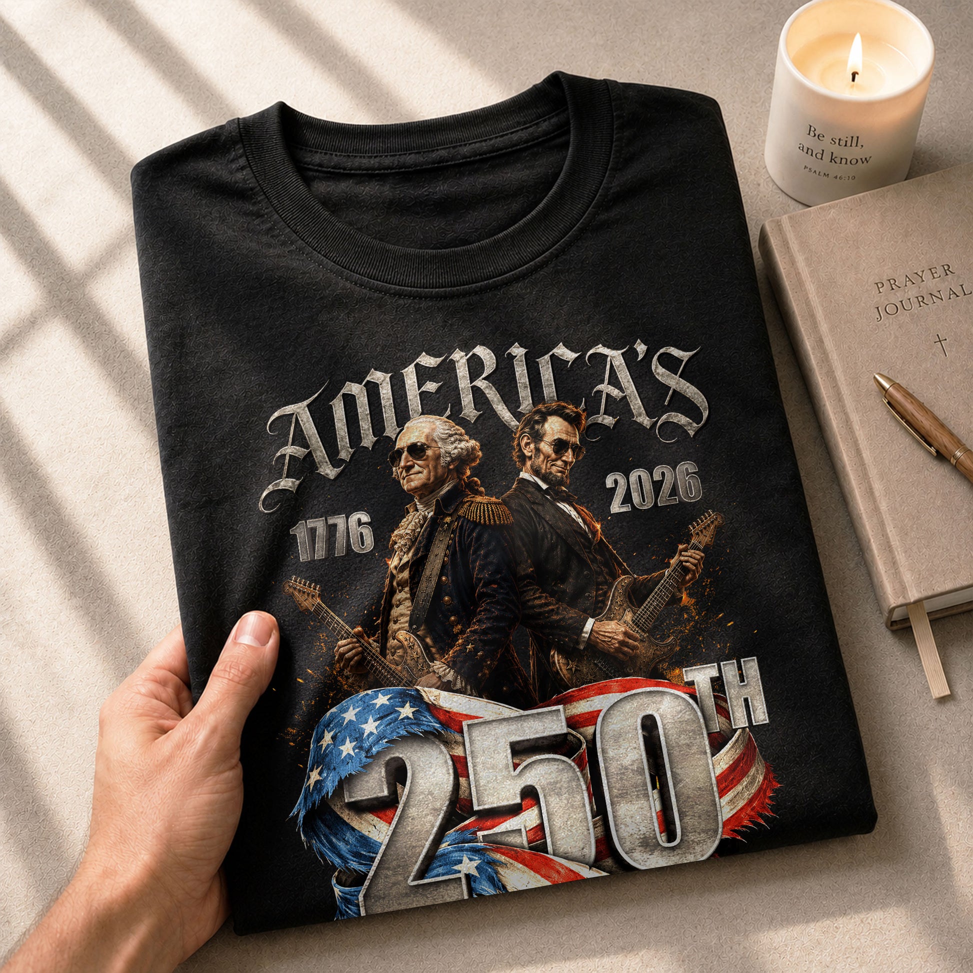 Washington Lincoln Guitar T-Shirt 1776-2026 Historical Patriotic Graphic Tee Anniversary Gift - Rust Field Wear