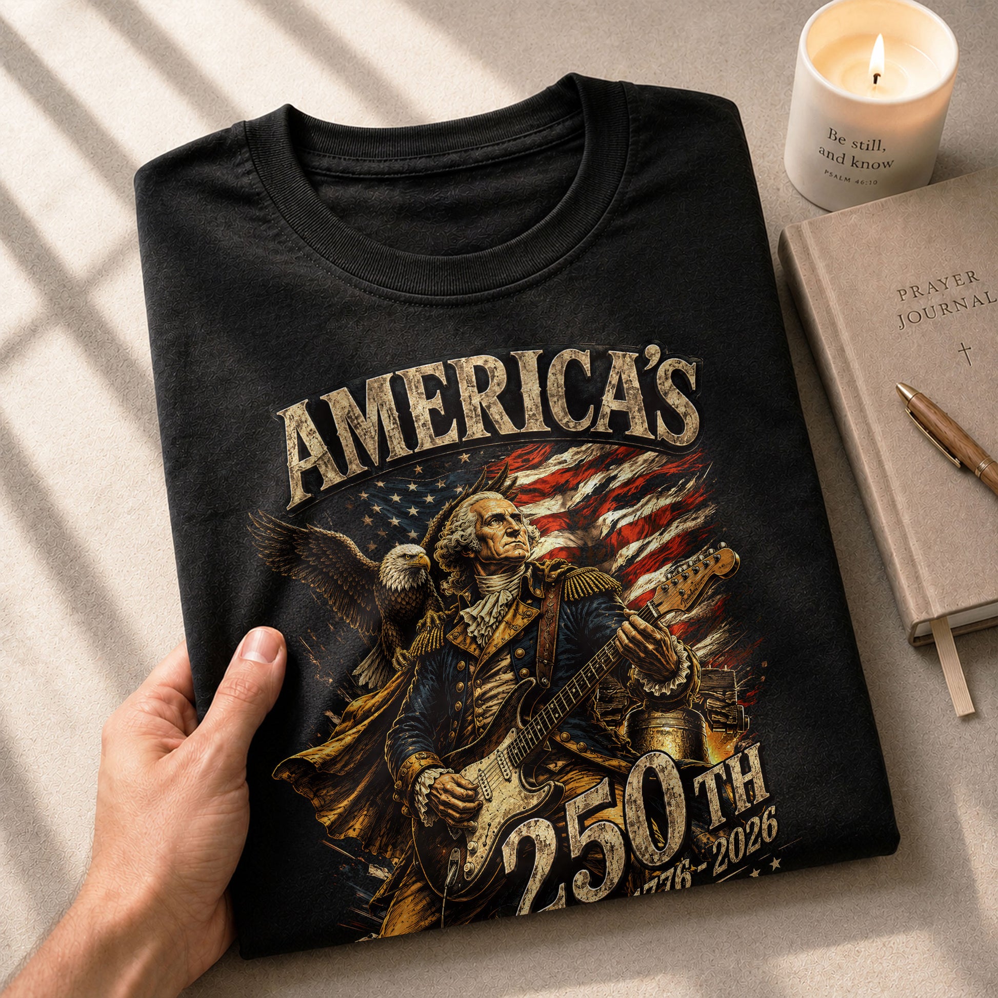 Eagle George Washington Guitar Shirt 1776-2026 Patriotic Graphic Tee Anniversary Gift - Rust Field Wear