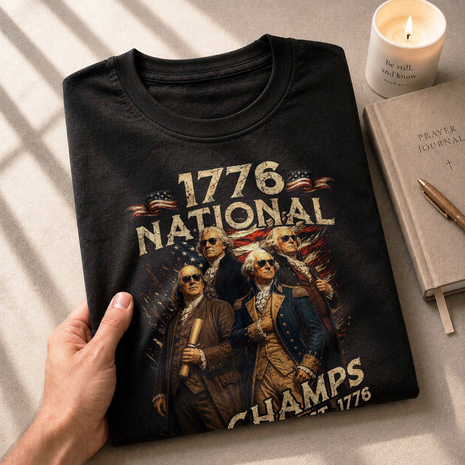 1776 National Champs T-Shirt Patriotic Founding Fathers 4th of July Vintage Graphic Tee - Rust Field Wear