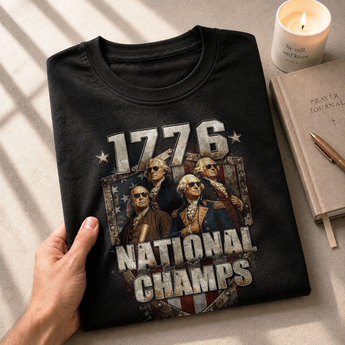1776 National Champs Shirt Retro Patriotic Shield American Pride Independence Day Graphic Tee - Rust Field Wear