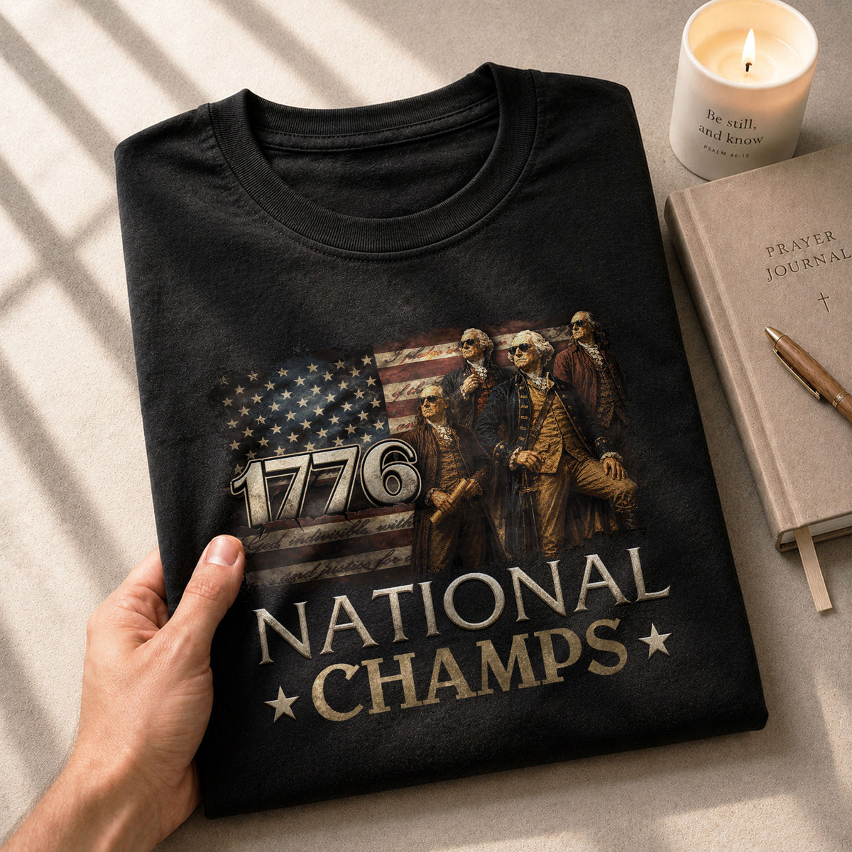1776 National Champs T-Shirt Patriotic US Founding Fathers 4th of July Vintage Graphic Tee - Rust Field Wear