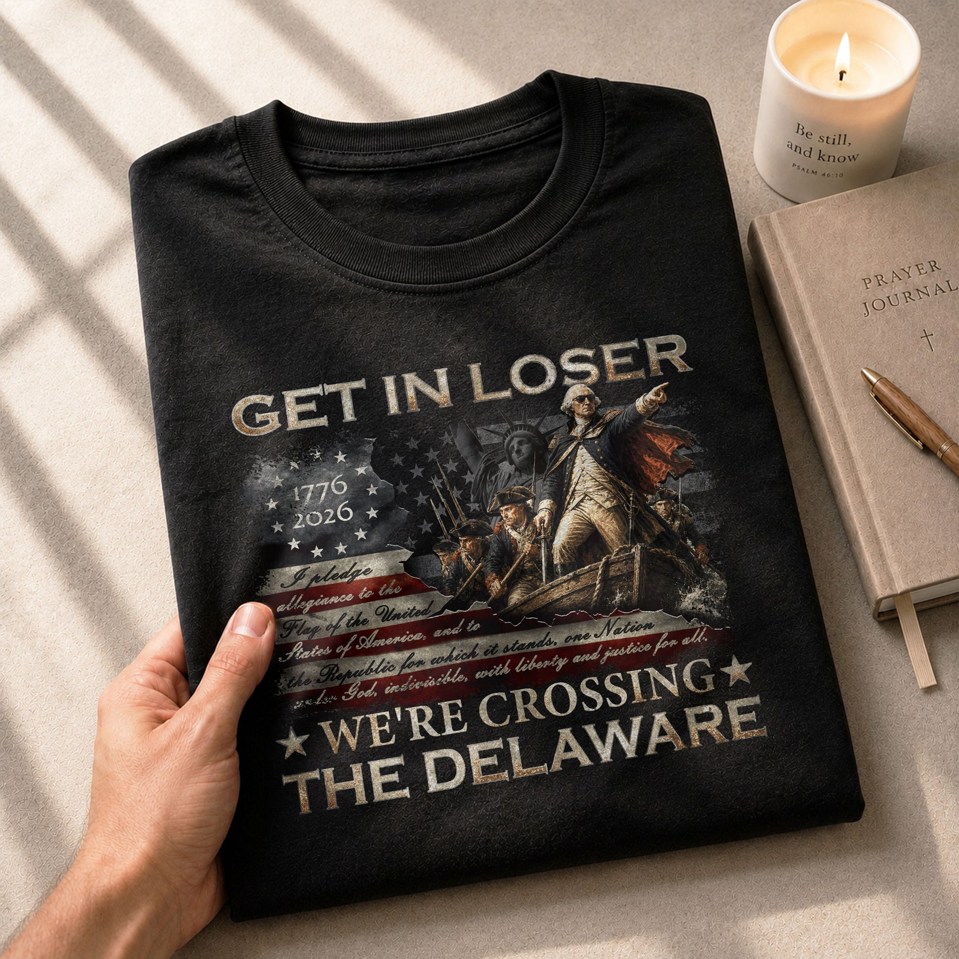 The Delaware Crossing Patriotic Tee - Historic 1776-2026 Commemorative Cotton Apparel - Rust Field Wear