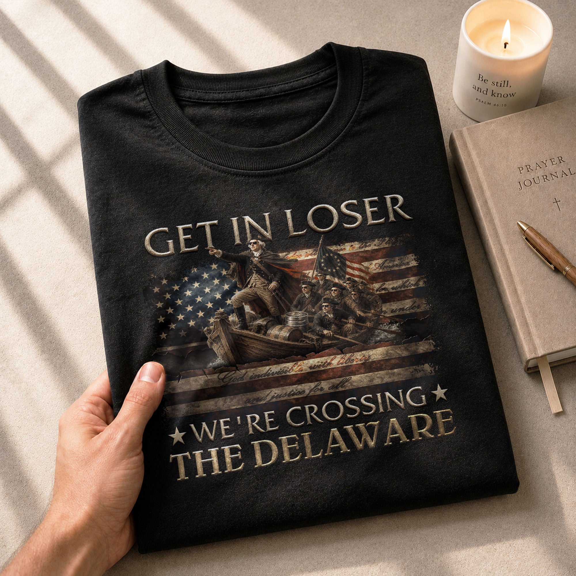 Crossing The Delaware Shirt Get In Loser We're Crossing George Washington T-Shirt - Rust Field Wear