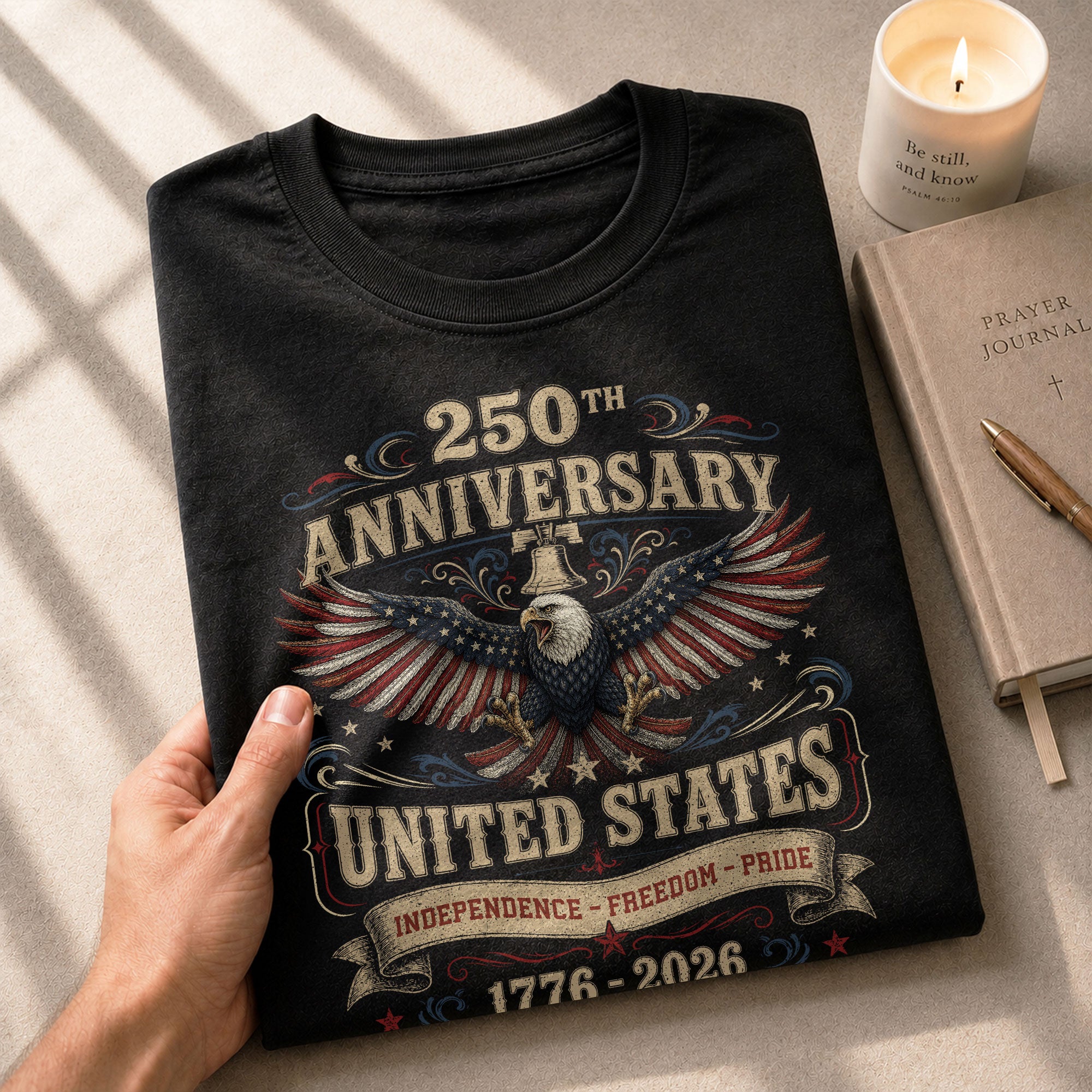 US 250th Anniversary Eagle Shirt 1776-2026 Patriotic Graphic Tee Independence Apparel - Rust Field Wear
