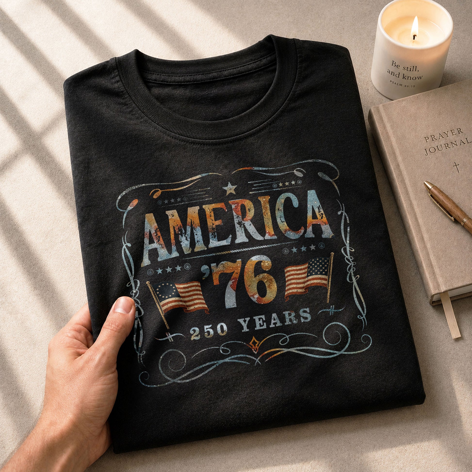 American Pride 76 T-Shirt Vintage Patriotic Graphic Design Casual Birthday Gift - Rust Field Wear