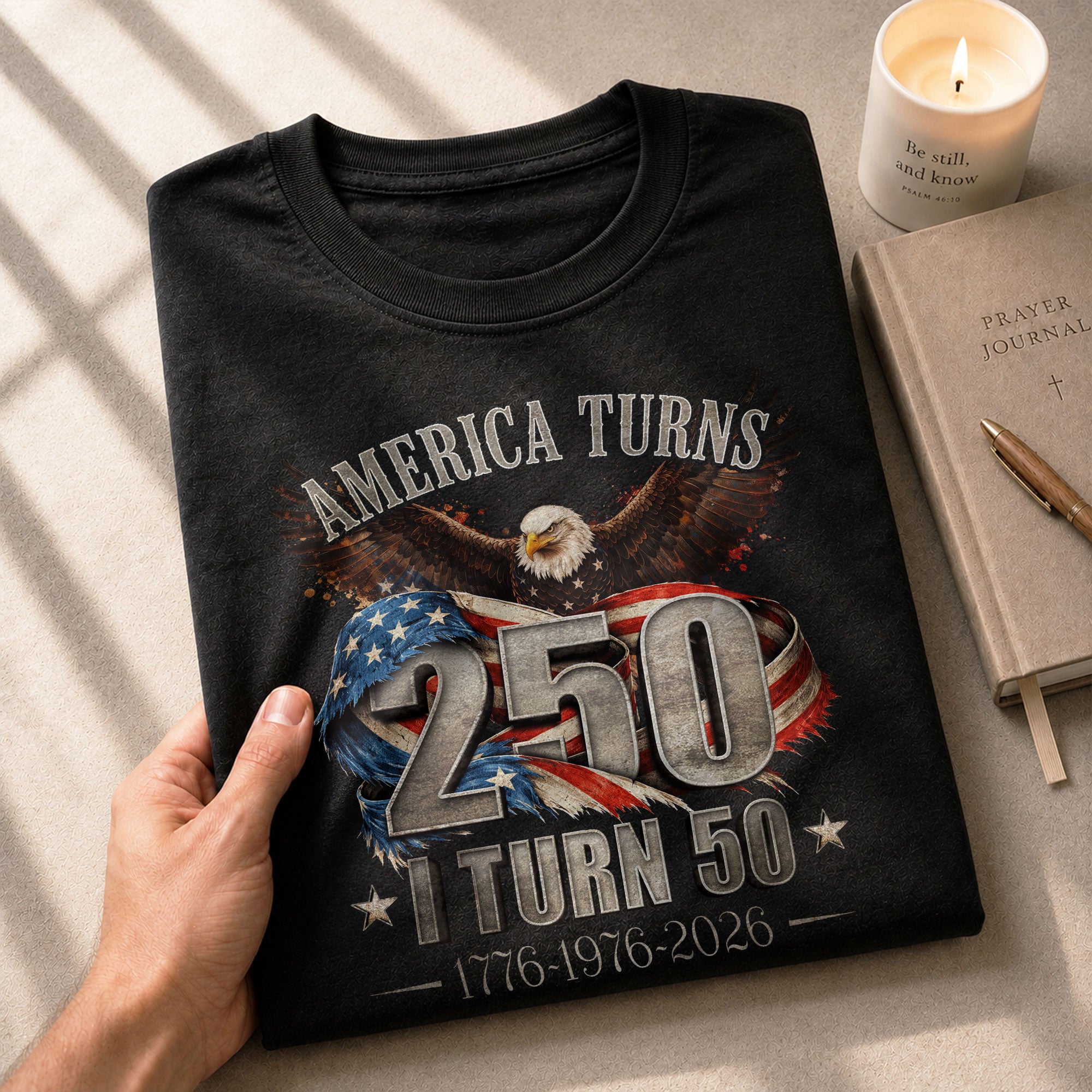 America Turns 250 I Turn 50 Shirt 1976 Vintage 50th Birthday Eagle Patriotic Tee Gift - Rust Field Wear