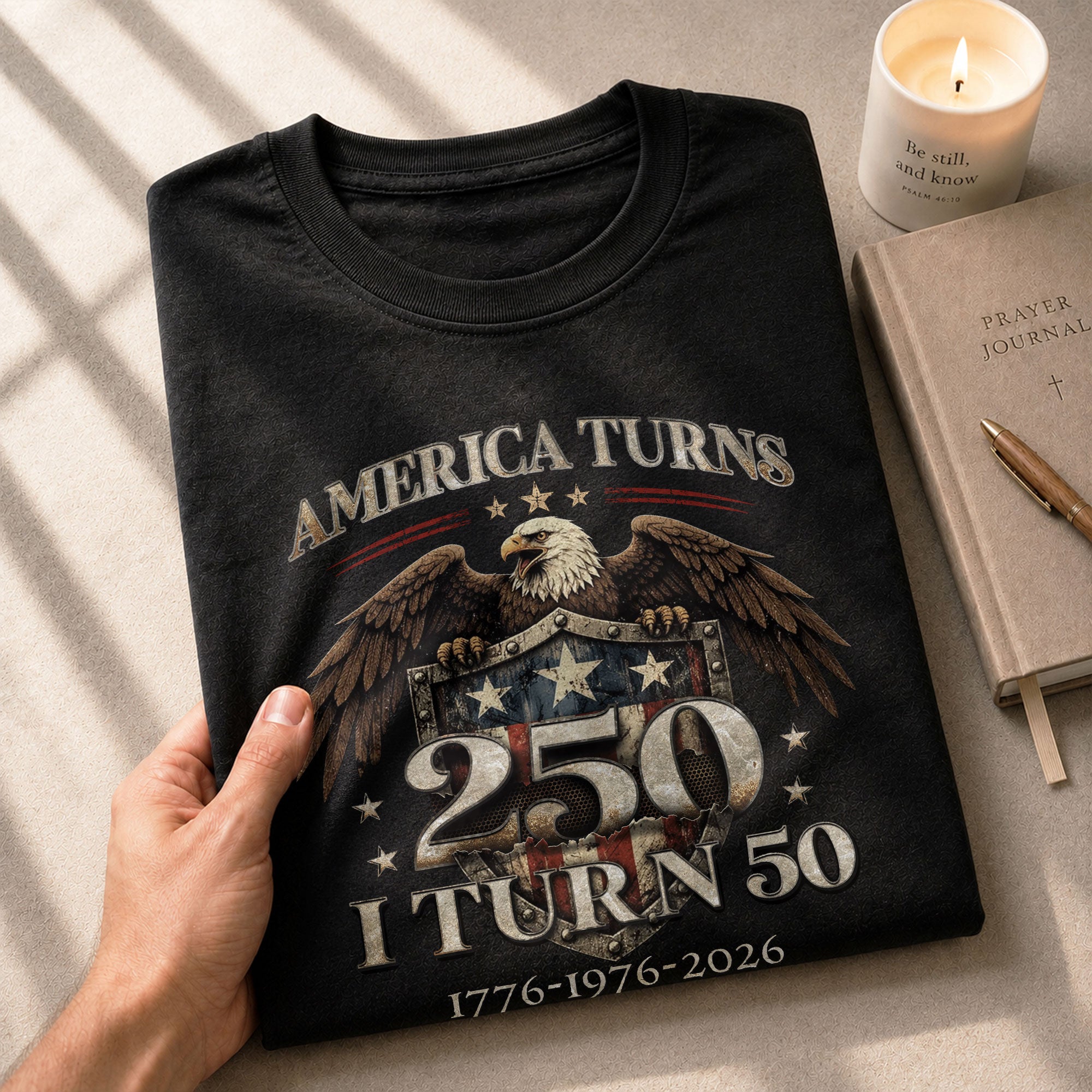 50th Birthday T-Shirt 1976 Vintage Eagle Graphic Tee Patriotic Gift for Men Women 2026 - Rust Field Wear