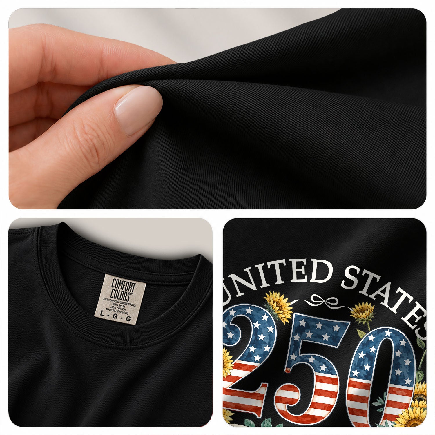 Custom Family Shirt Sunflower Navy Patriotic Flag 250th 1776 2026 4th of July Vintage Retro - Rust Field Wear