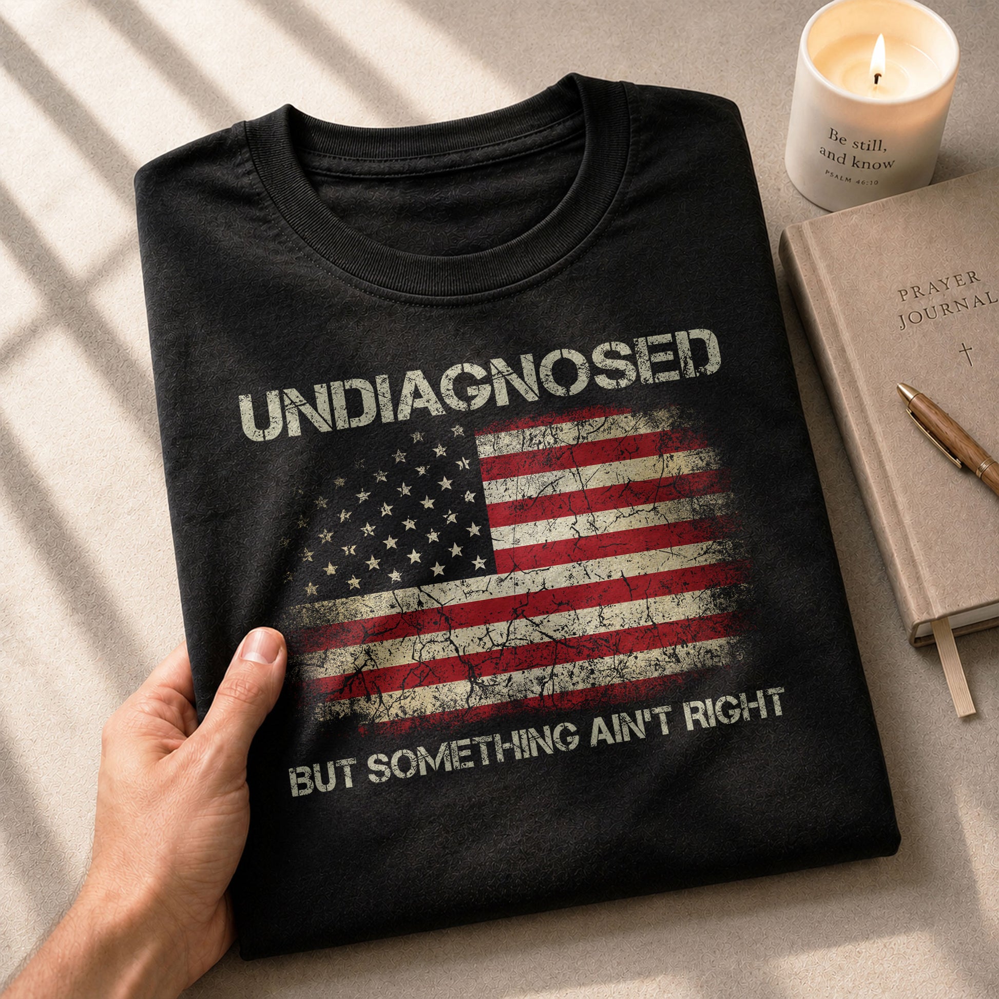 Undiagnosed But Something Ain't Right Tshirt - American Flag Chronic Illness Tee - Rust Field Wear